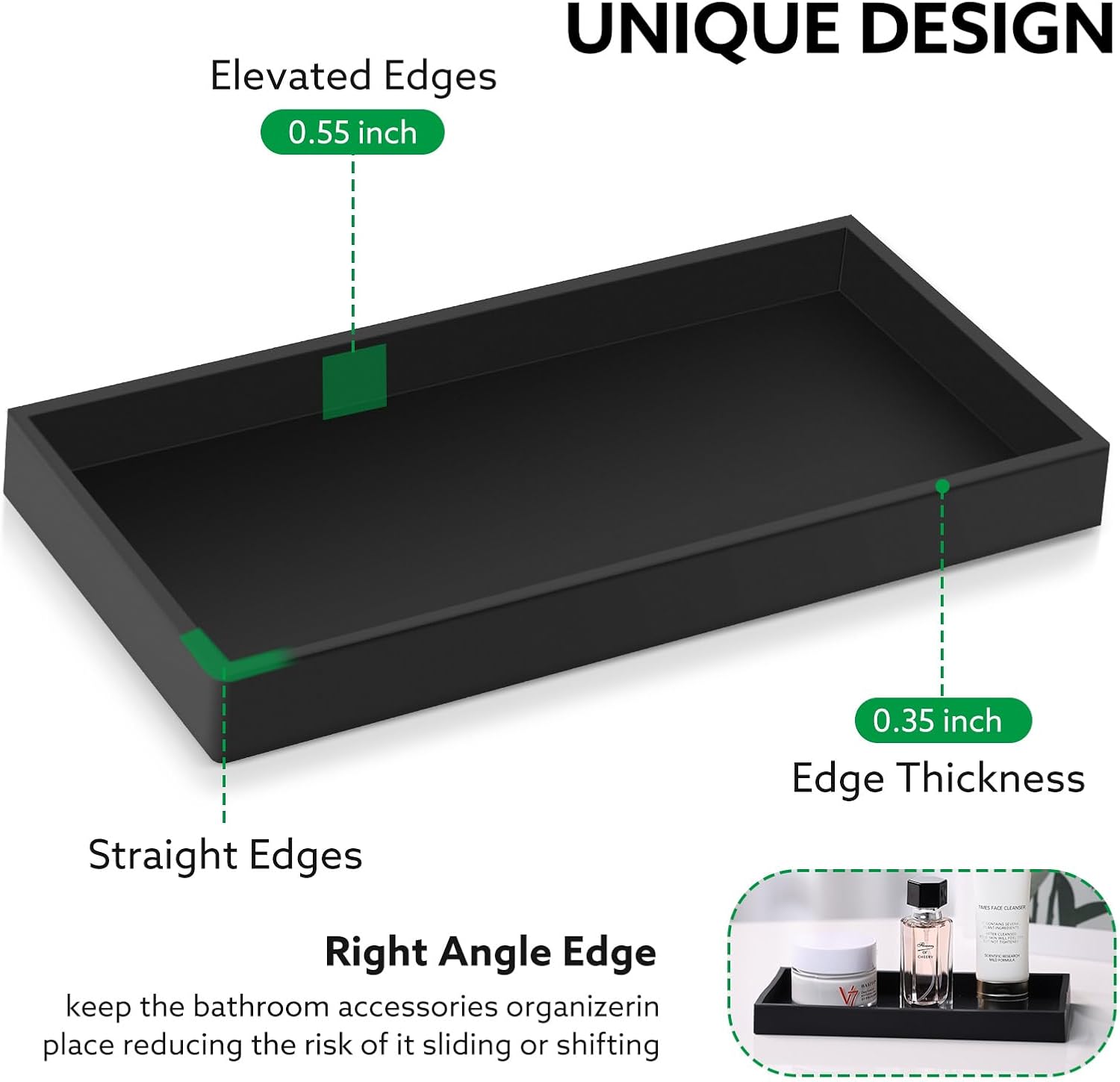 Bathroom Silicone Vanity Sink Organizer Black