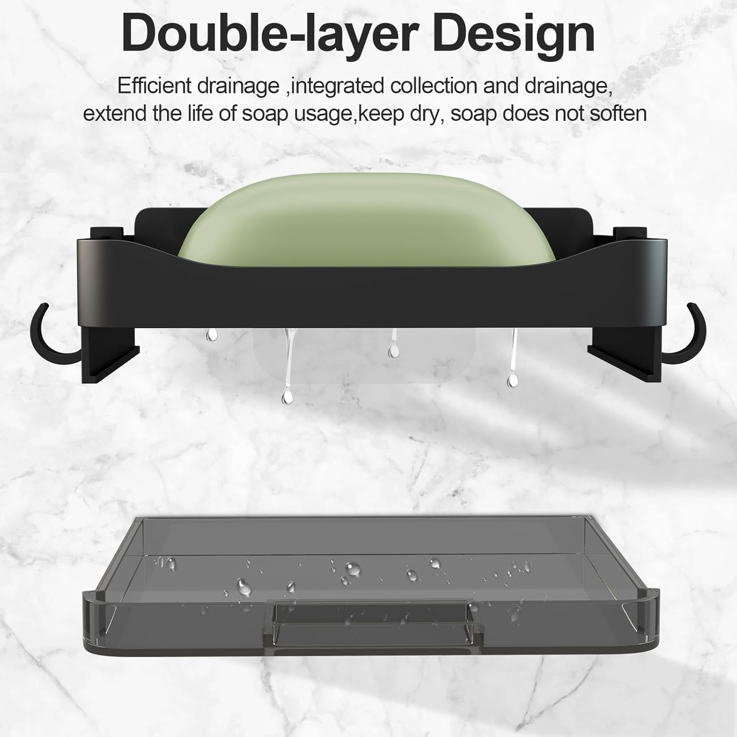 Space-SavingMulti-Functional 2-Piece Washroom Organiser with Drainage for Tiles Glass
