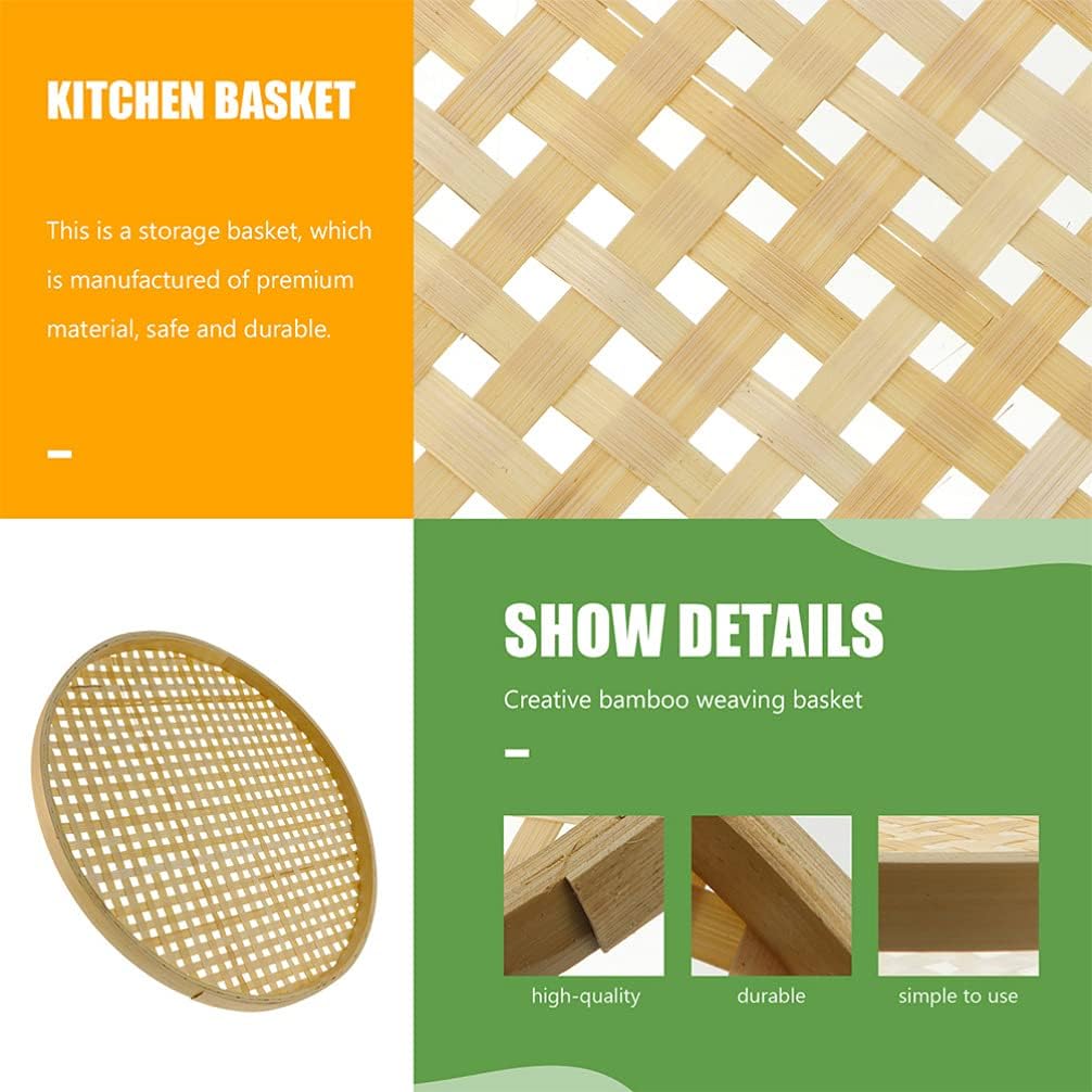 2-Piece Bamboo Storage Baskets for Kitchen Counter Fruit Bread Organizers Decorative