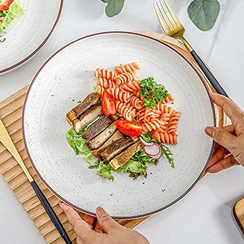 HVH Farmhouse Style Dinner Plates Set of 6 1025-Inch Ceramic Dinnerware for Home Kitchen or Gifting