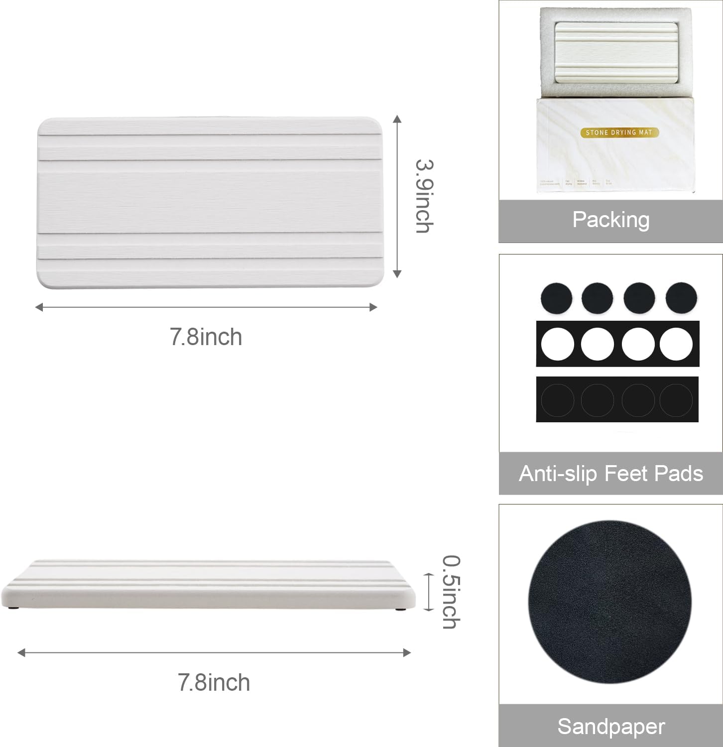 2PCS White Vanity Sink Trays with Non-Slip Feet