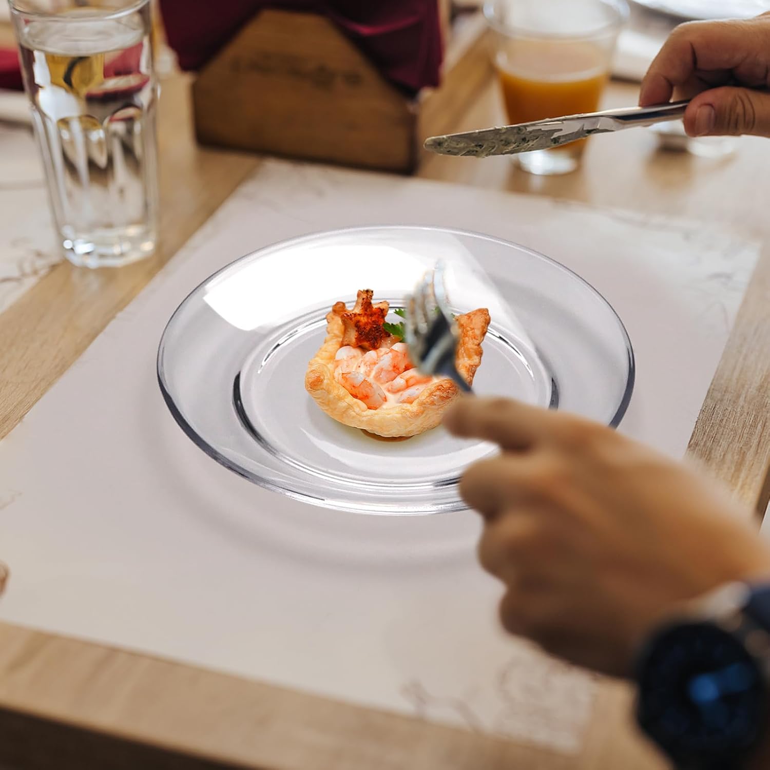 NUTRIUPS 75-Inch Clear Glass Dinner Plates Set of 2