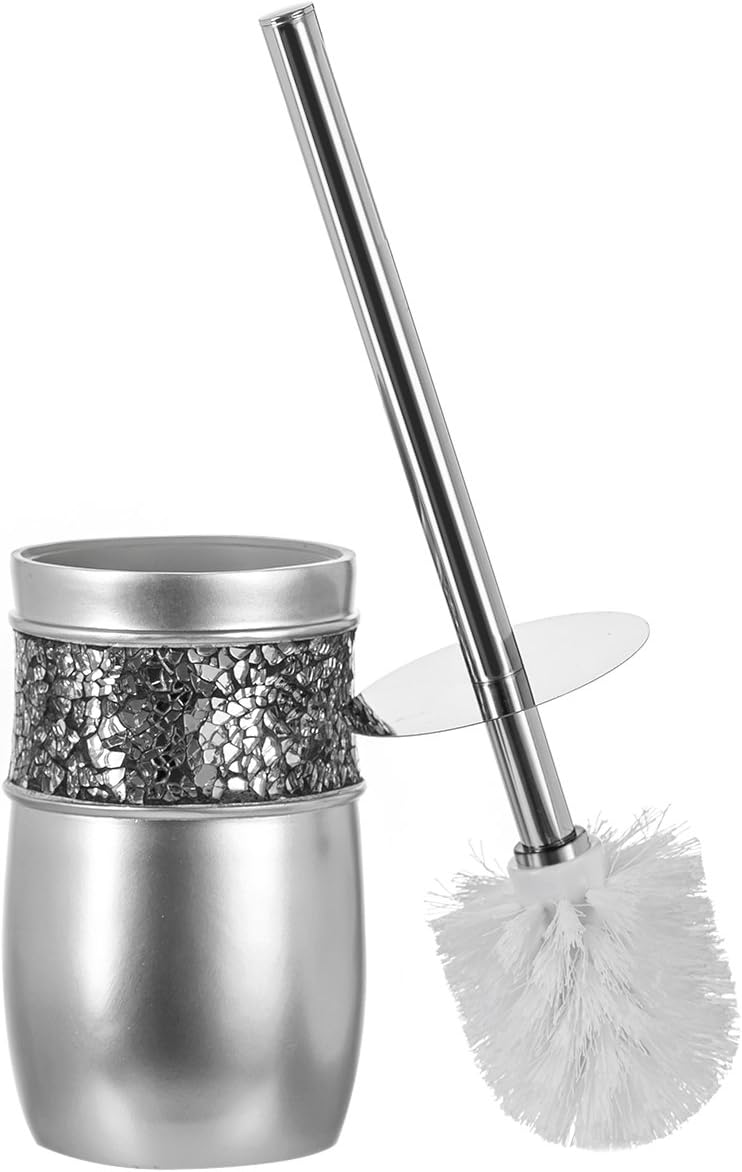 Crackled Glass Toilet Brush Set - Rust-Resistant Durable