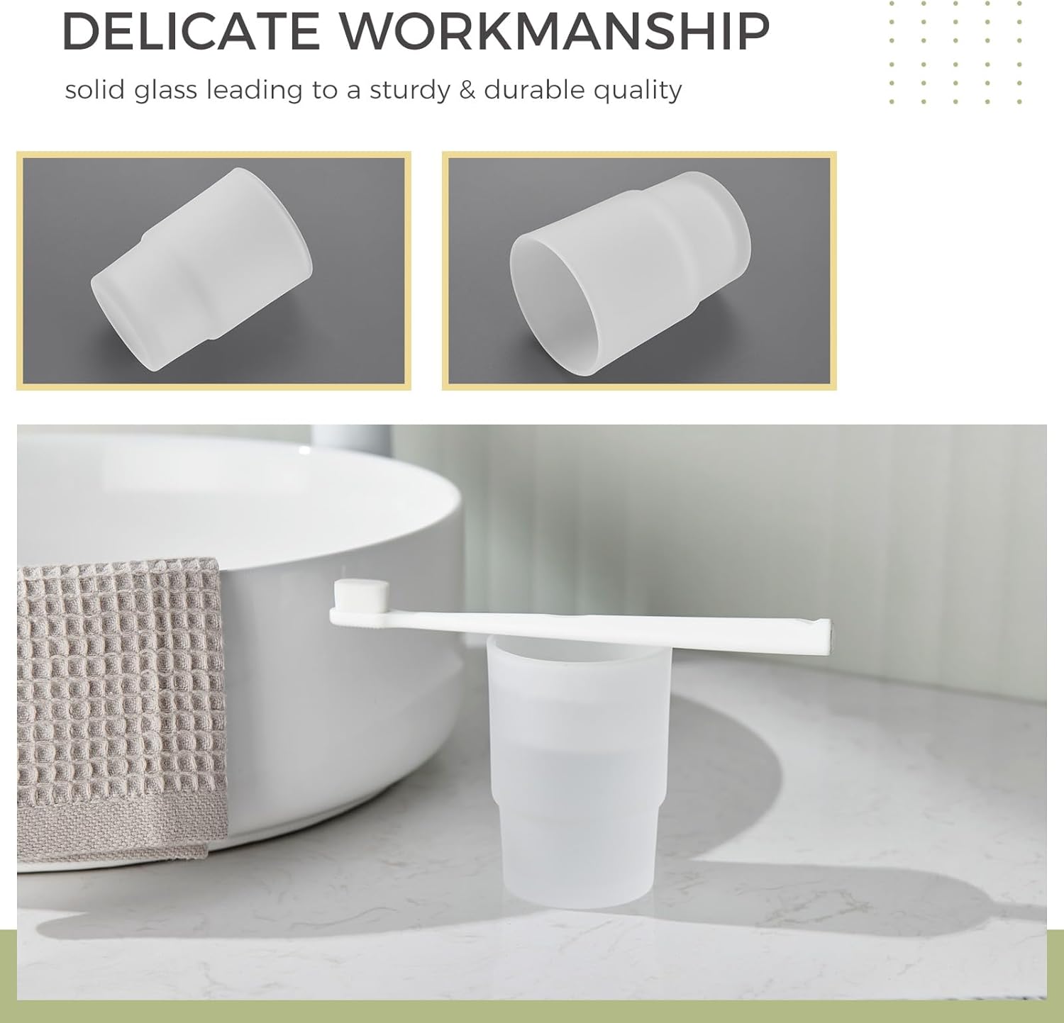 Aomasi Frosted Tumbler Glass for Toothbrush Holder