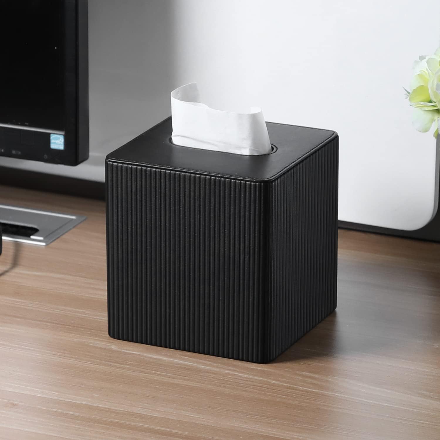PU Leather Tissue Box Cover with Magnetic Closure