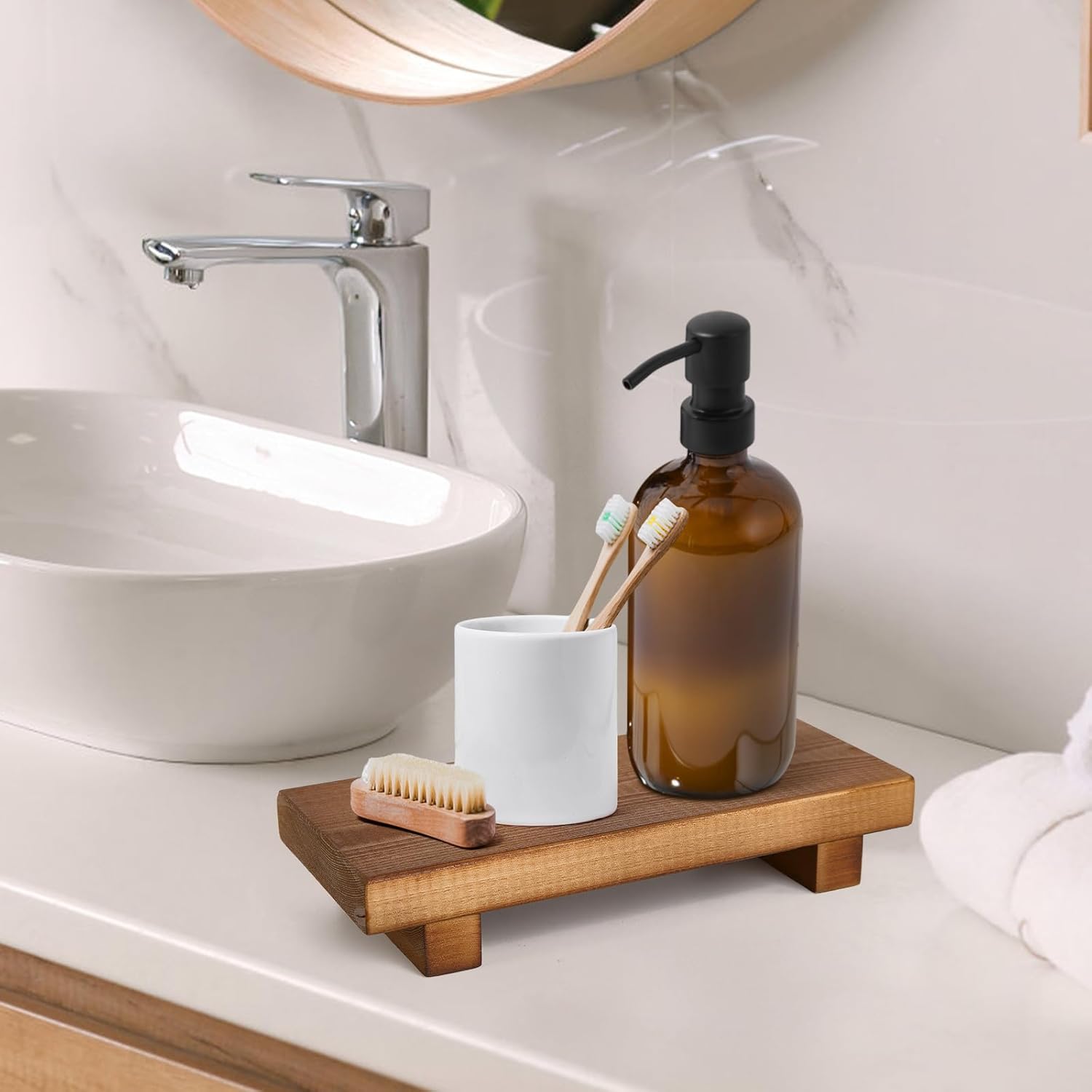 Handmade Wooden Bathroom Soap Holder - Rustic farmhouse decor tray