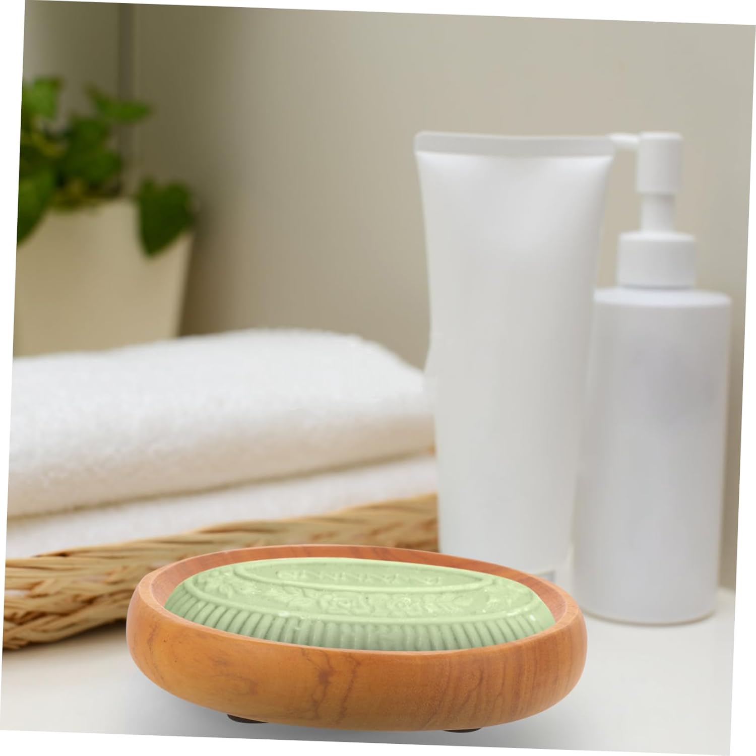 Natural Wood Soap Dish for Bathroom