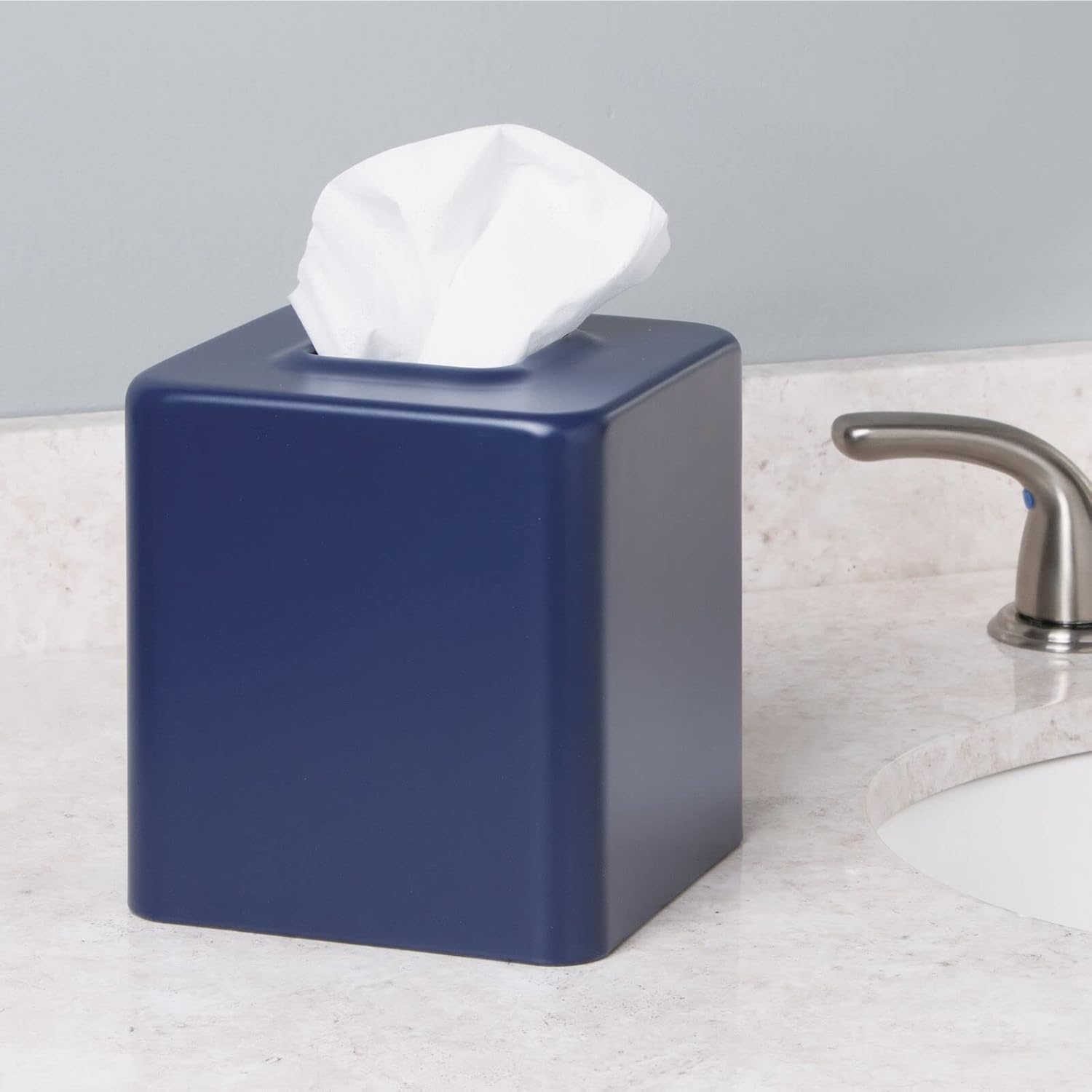 mDesign Metal Square Tissue Box Cover Modern Facial Paper Holder