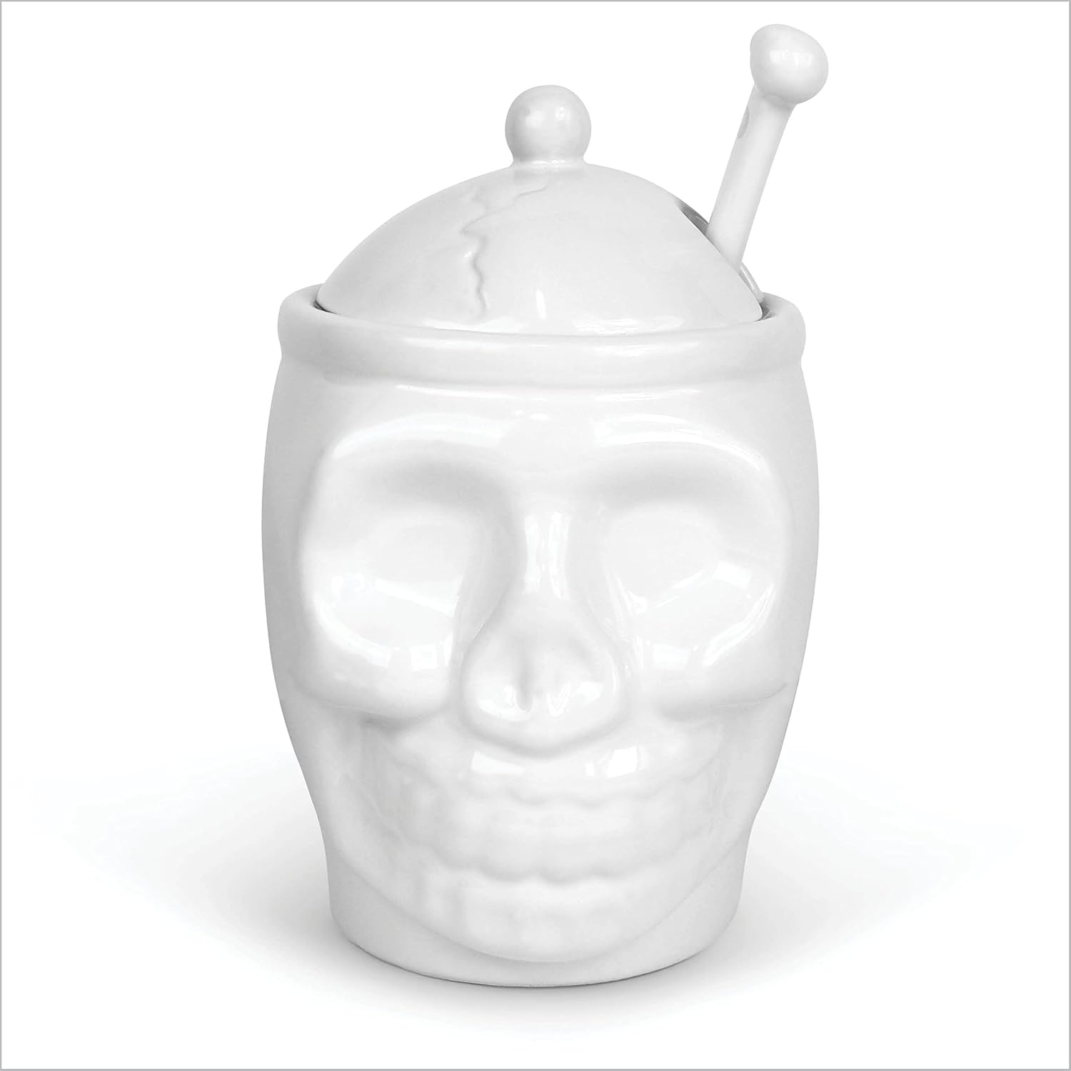Skeleton Signed 12 Oz Sugar Bowl With Bone Spoon