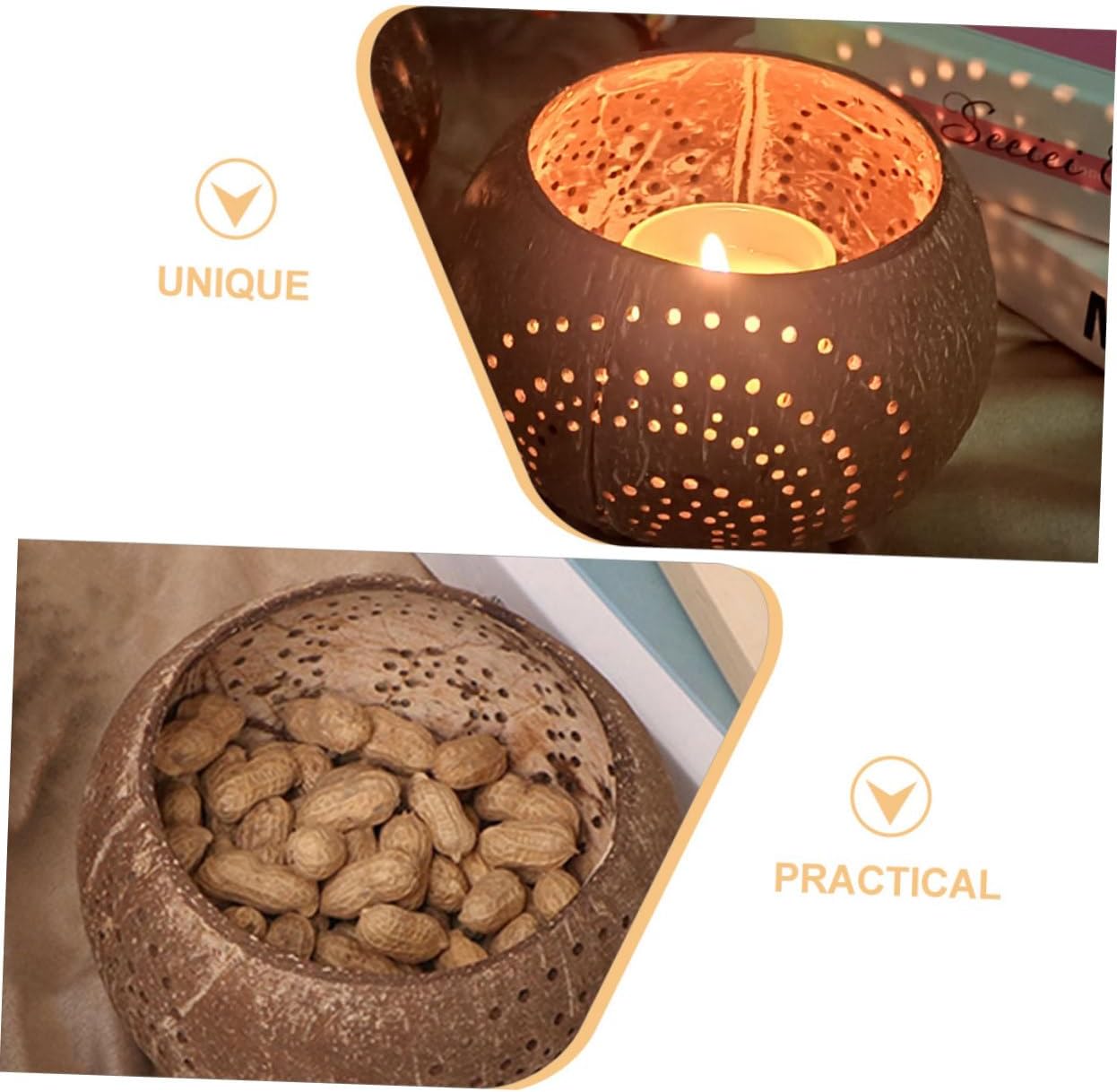 Eco-Friendly Coconuts Shell Candle Cup bowl Natural Kitchen Accessory