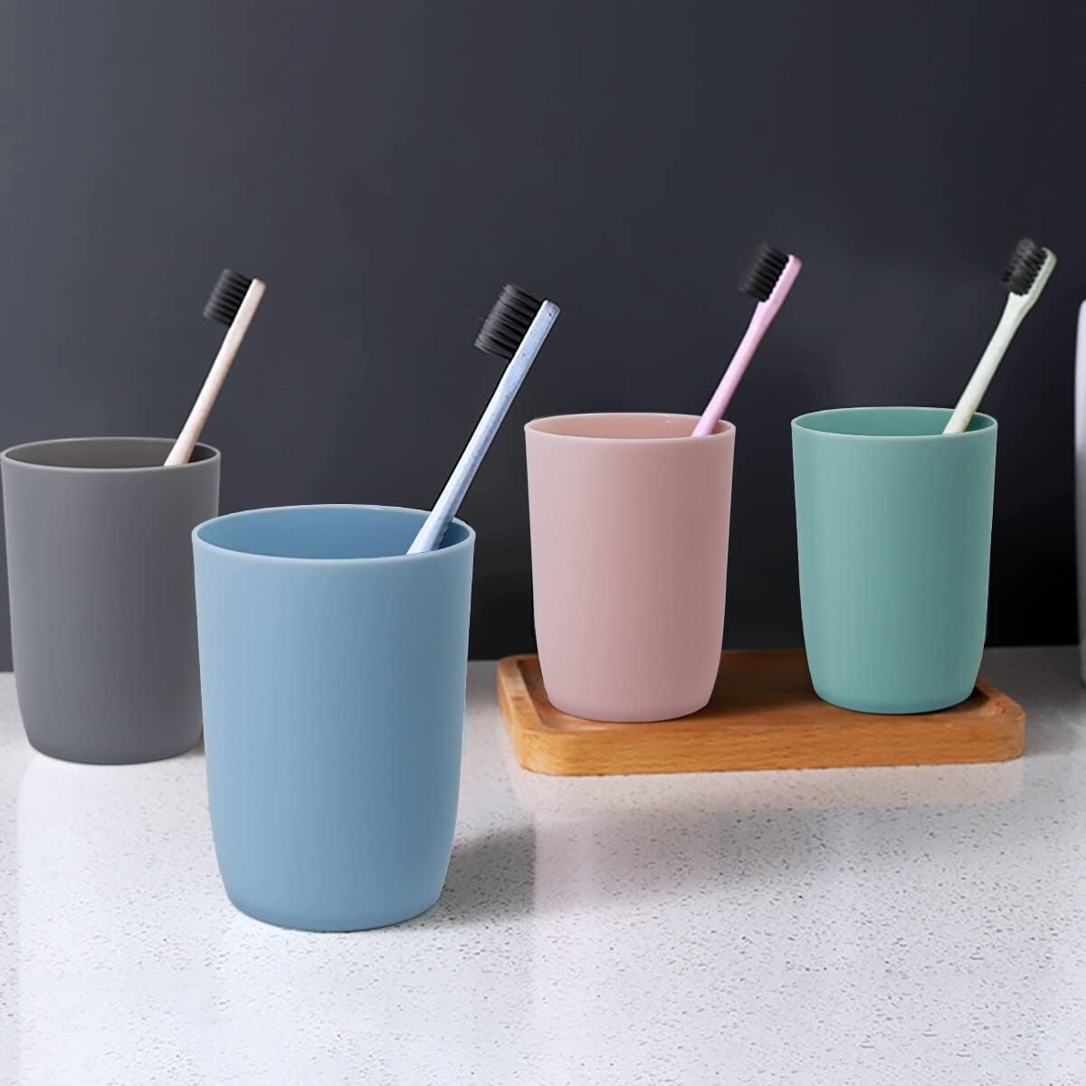 Topsky 4-Pack Reusable Plastic Toothbrush Cups - Luxury Design
