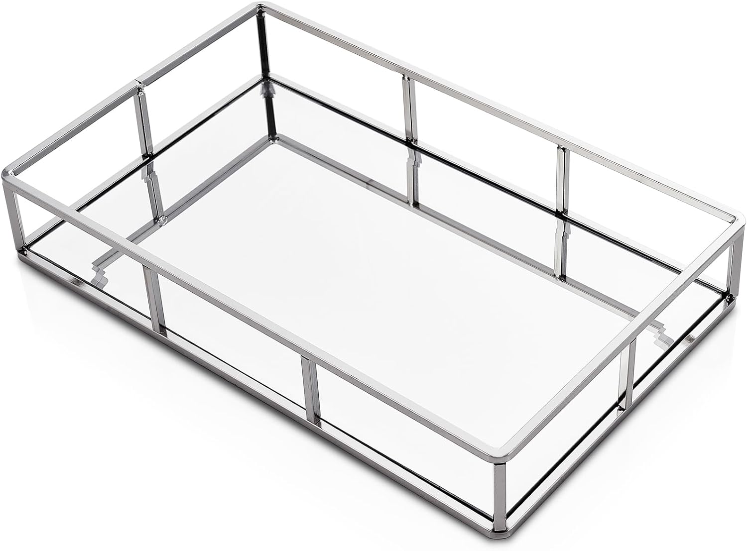Silver Mirrored Vanity Tray Organizer for Bathroom