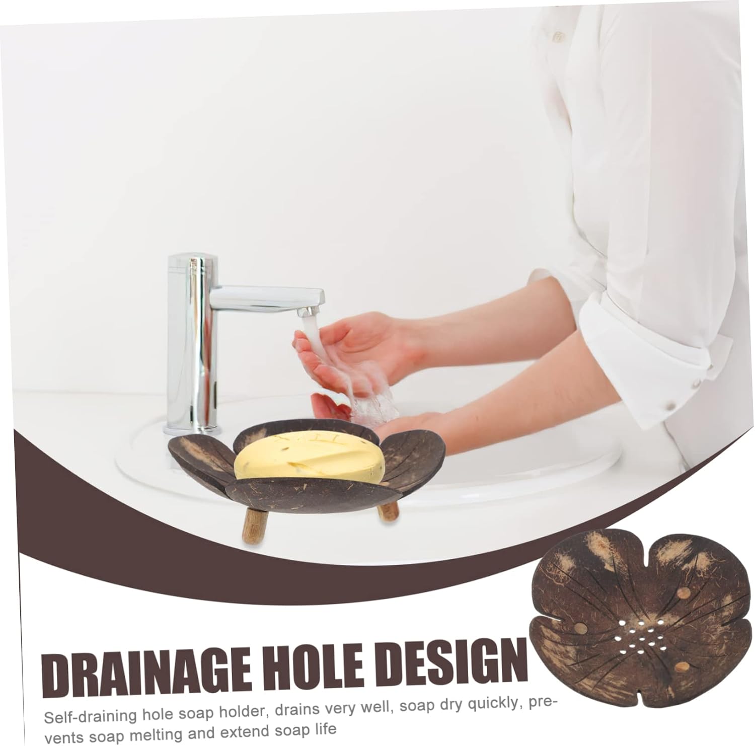Coconut Shell Petal-Style Soap Dish for Bathroom Kitchen