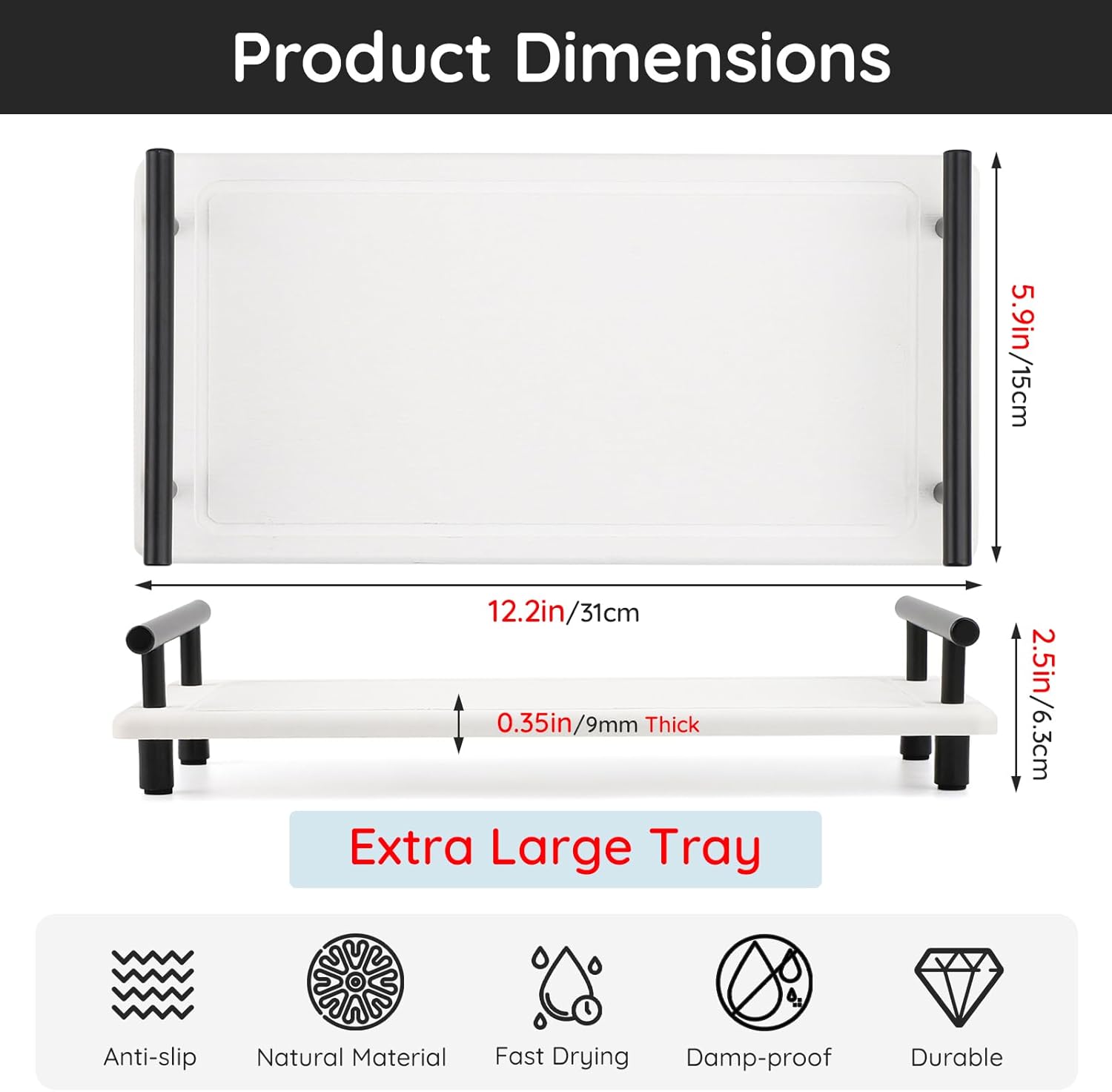 Sink Caddy 12x6 Drying Mat for Bath Kitchen Handle Included