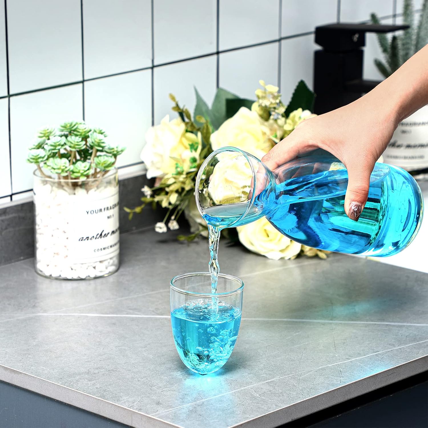 CHENGU Bedside Water Carafe Set for Clean Living
