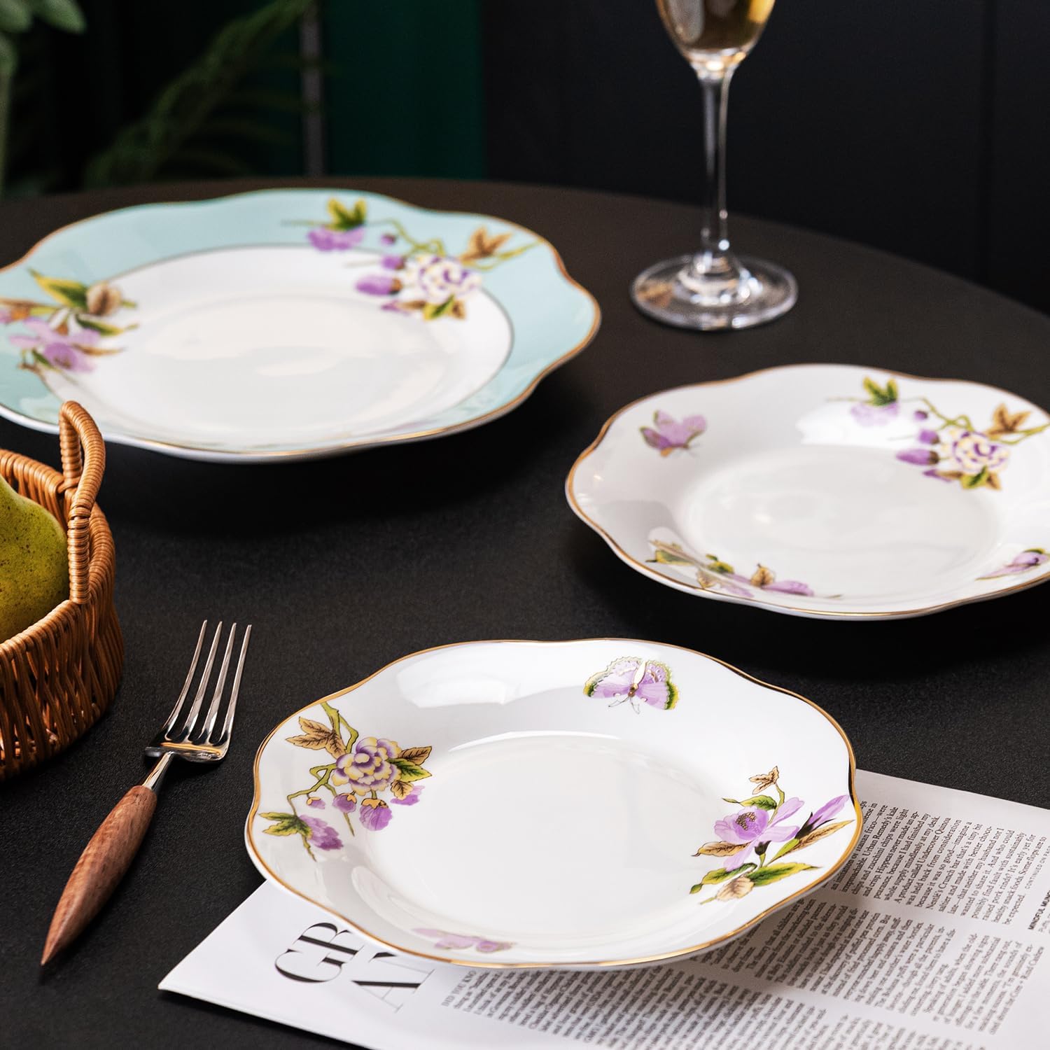 YALONG Ceramic 8-Inch Appetizer Plates china Stackable Set of 2