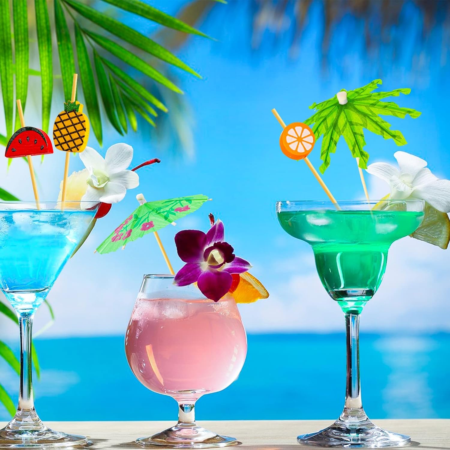 Bzybyy 160-Piece Umbrella Cocktail Picks for Luau Tropical Hawaiian Party Decorations and Thematic Events