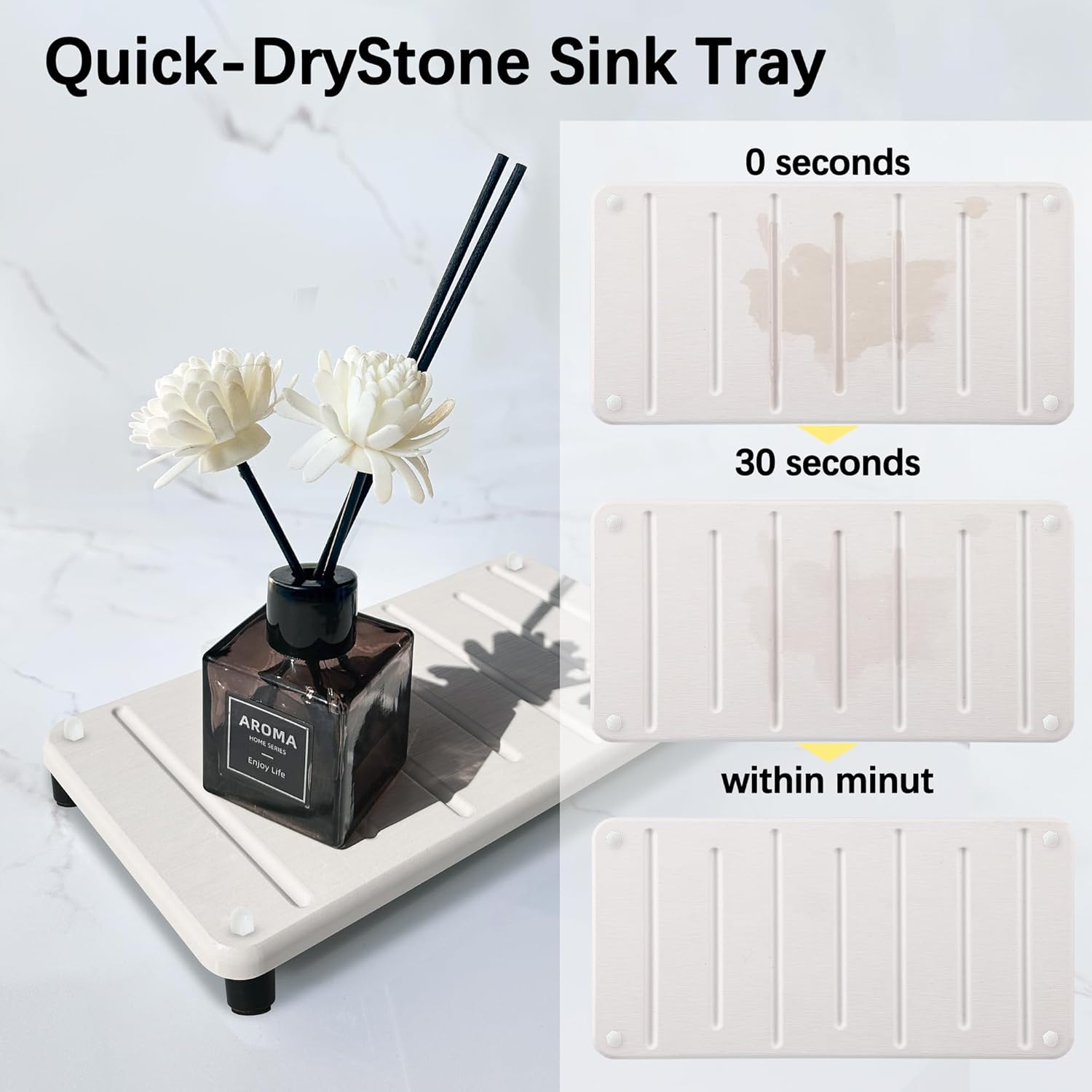 2PCS Water Absorbing Mat for Bathroom Kitchen Organization