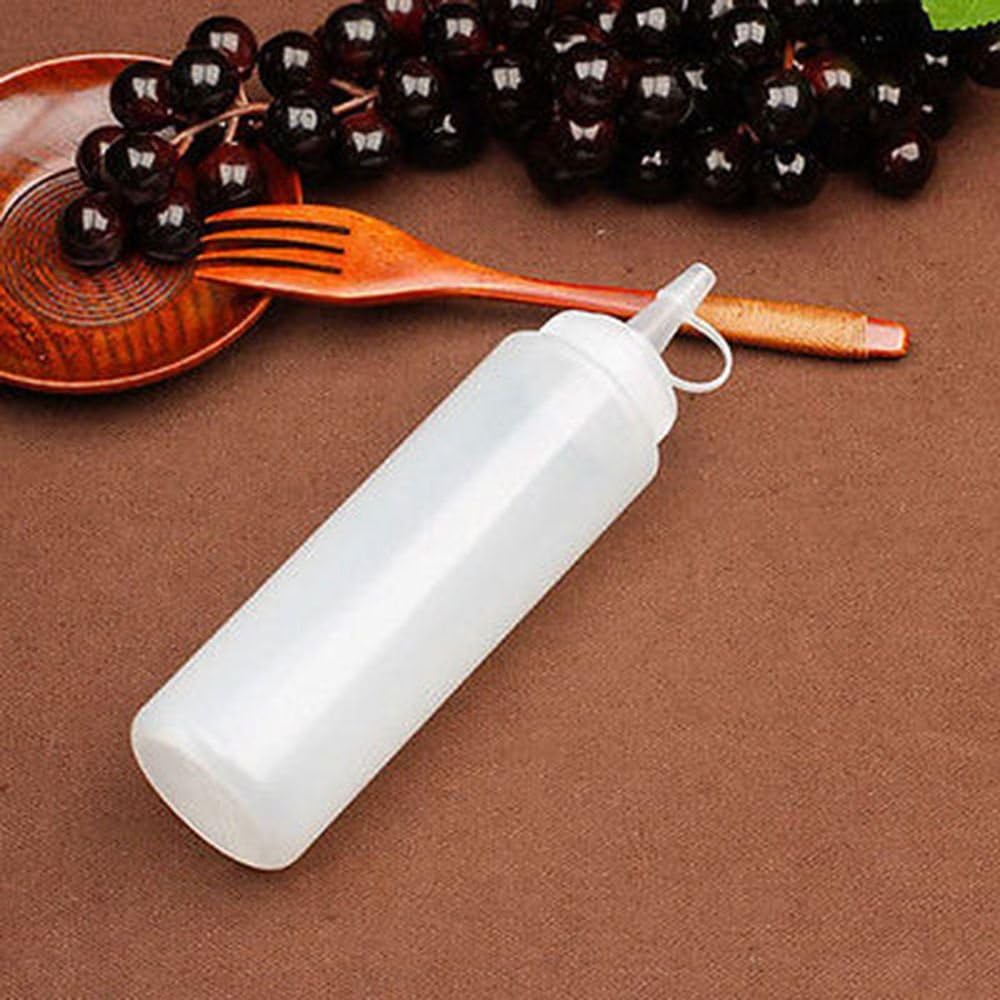 3-pack plastic condiment squeeze bottles with tip caps