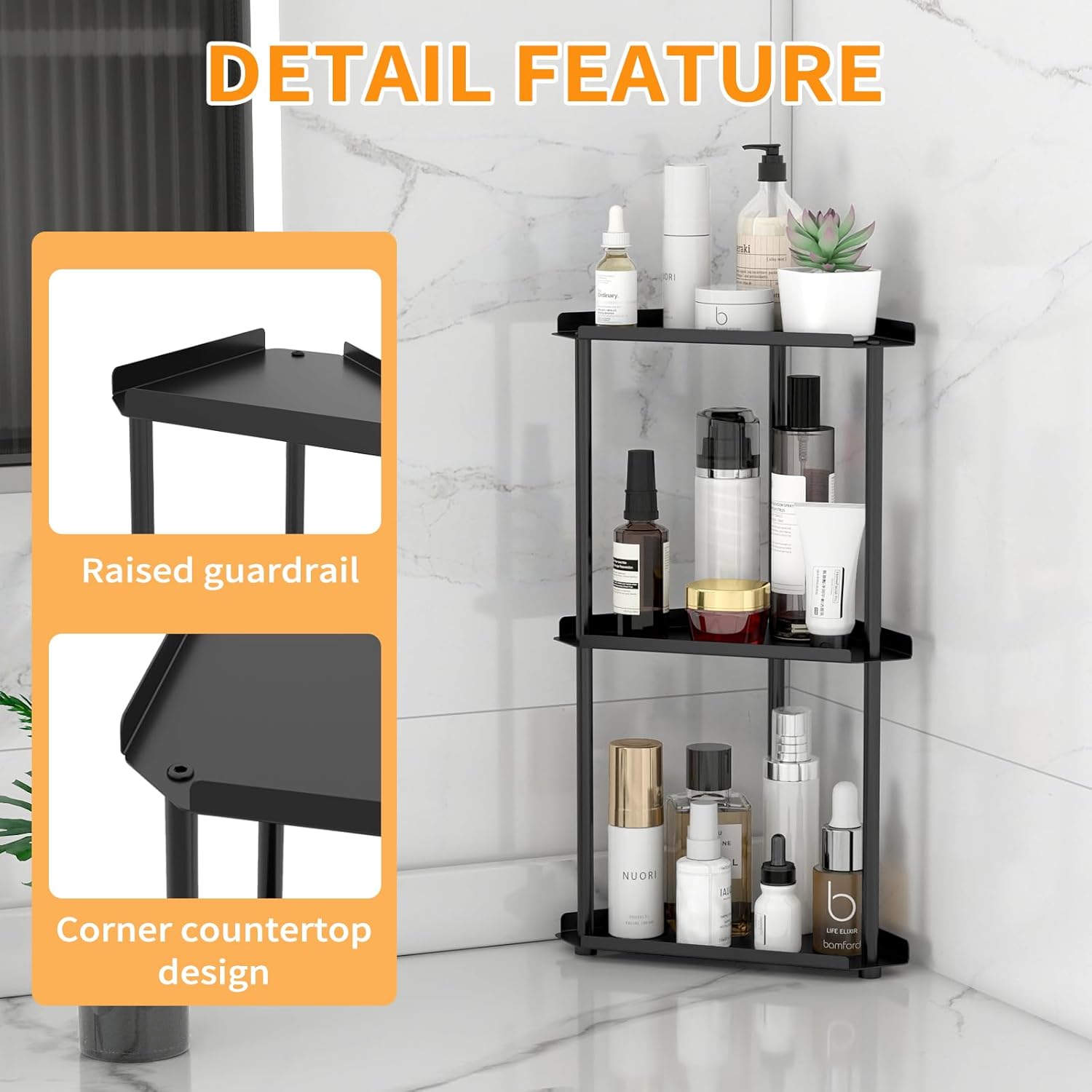 Sturdy 3-Tier bathroom counter organizer perfect for organizing skincare products in the bathroom or anywhere else