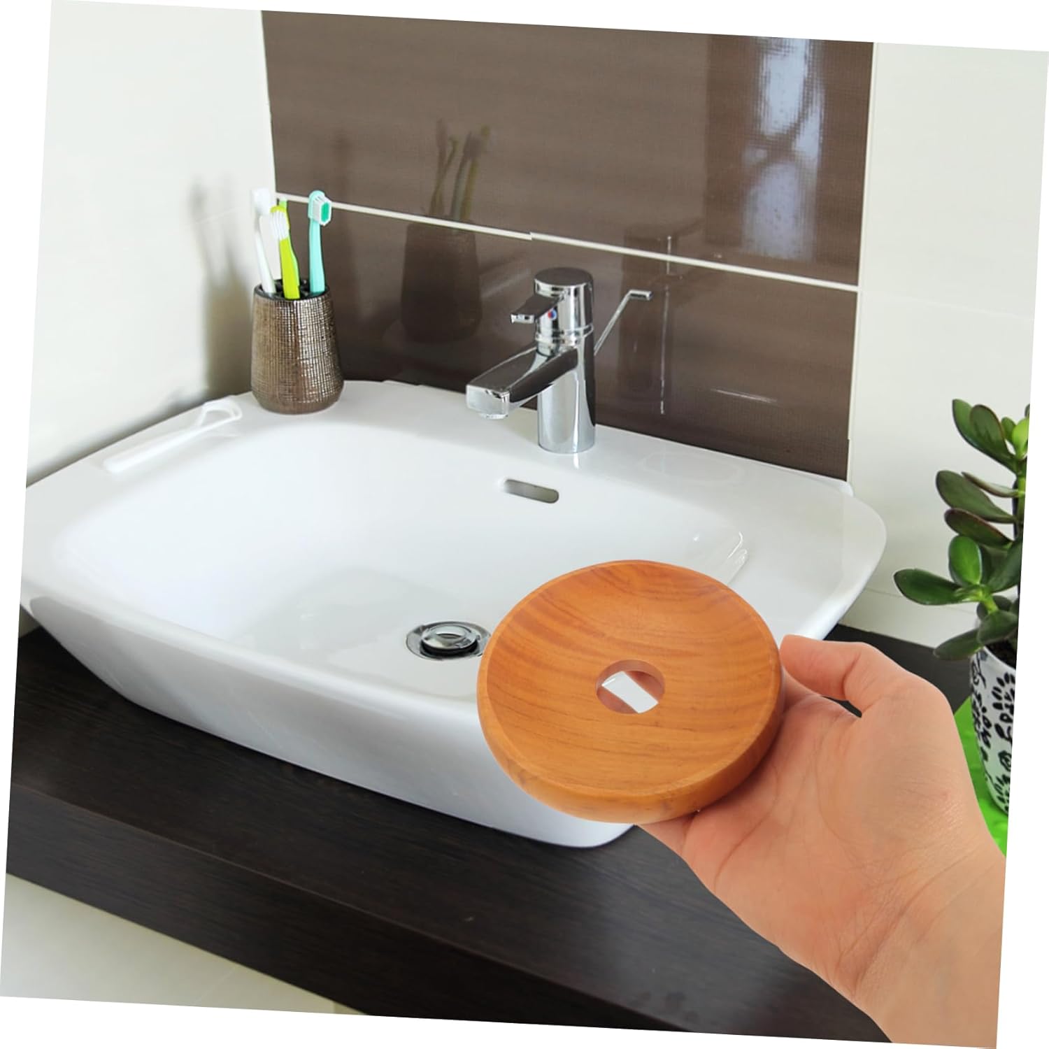 Natural Wood Soap Dish for Bathroom