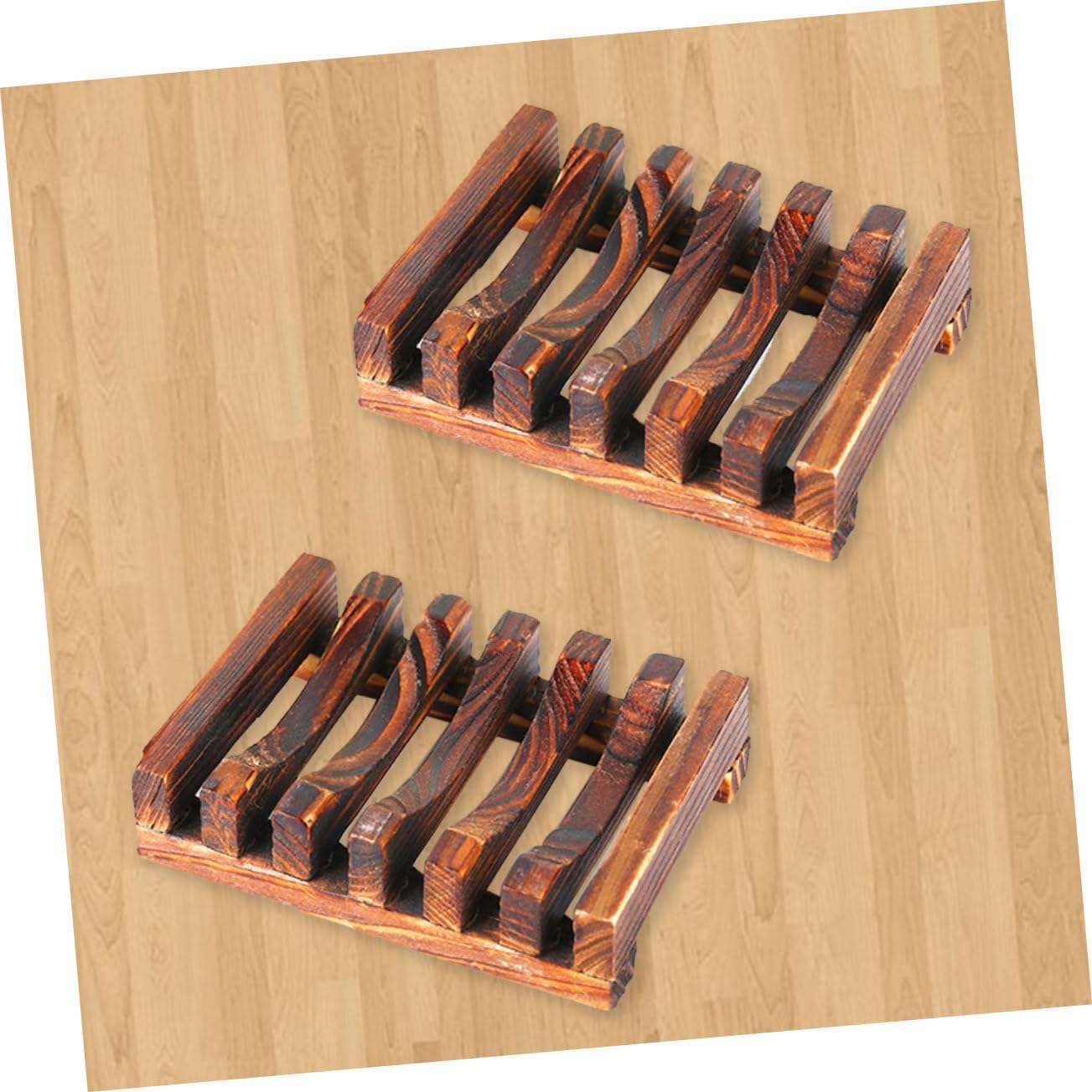 Garneck 2-Piece Effortlessly Dry Wooden Soap Holder with Drain ECO-Friendly Bathroom Kitchen Accessory