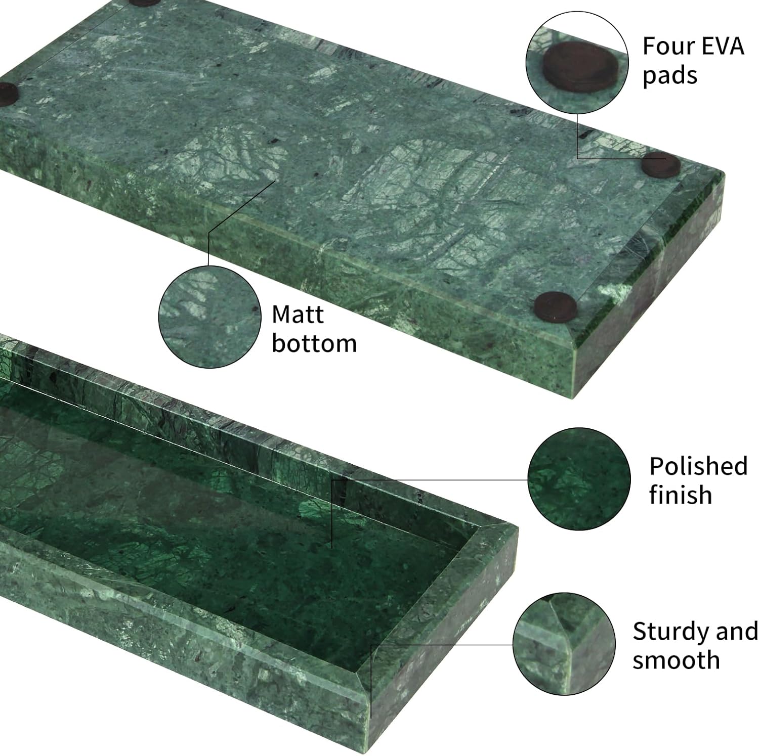 HESHIBI Marble Vanity Tray with Green Color