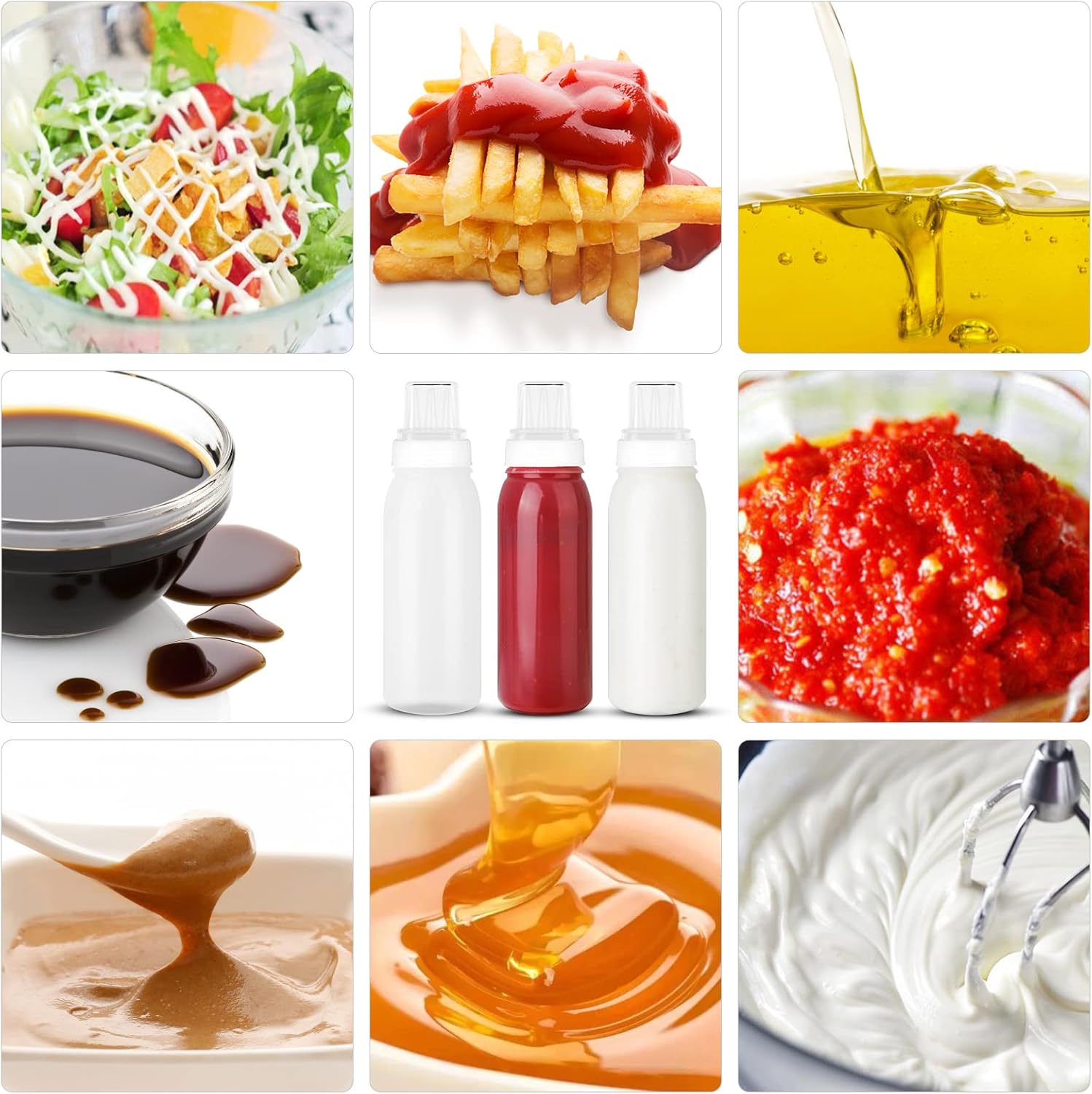 3-Pack Porous Condiment Squeeze Bottles 13oz