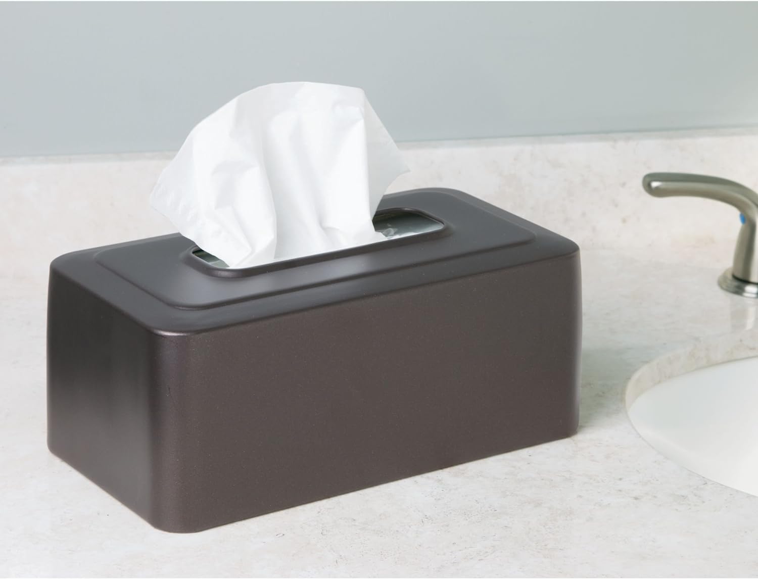 Tissue Box Cover for Bathroom Elegant Slide-On Design Bronze