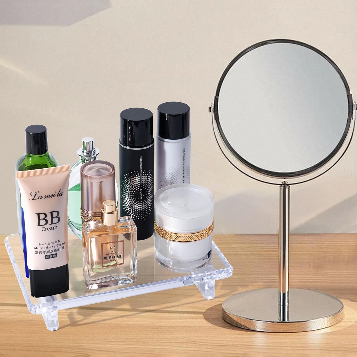 Sturdy Acrylic Bathroom Counter Organizer Durable Sink Organizer for Kitchen Bathroom Space-Efficient Aesthetic Design