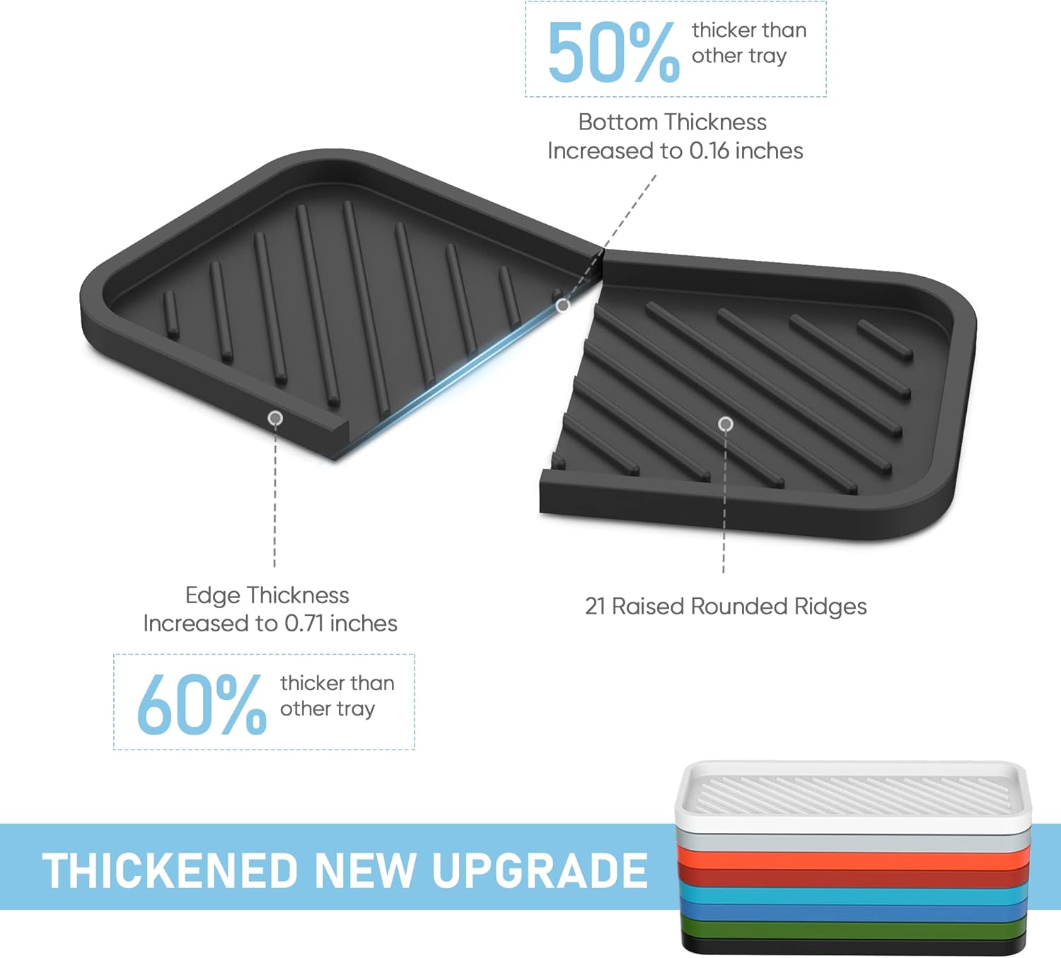 EG-SIPRO Silicone Sponge Holder Large 12 Sink Organizer Tray for Kitchen Bathroom