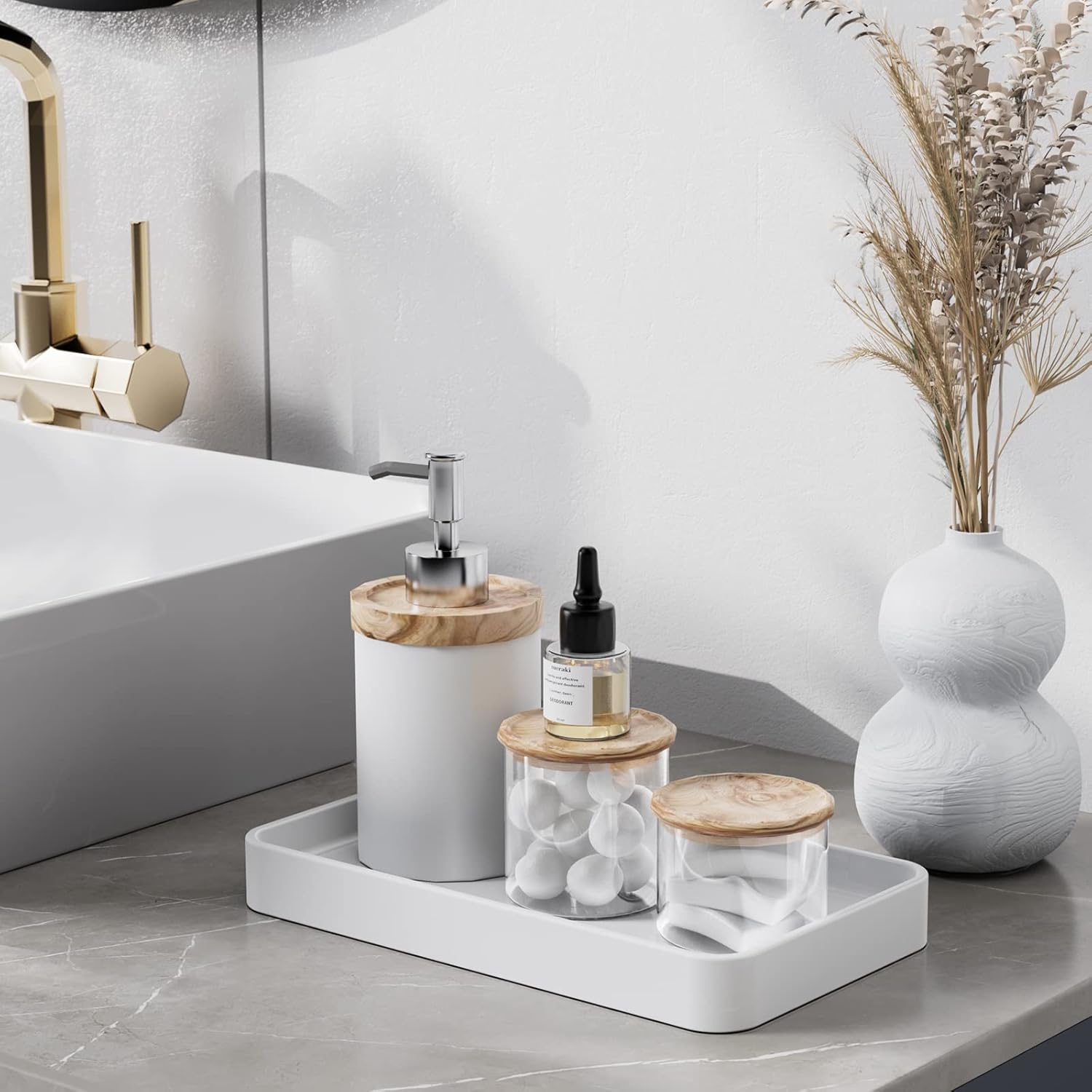 Gurygo 10 Ceramic Bathroom Vanity Tray for Kitchen Bathroom Use - White