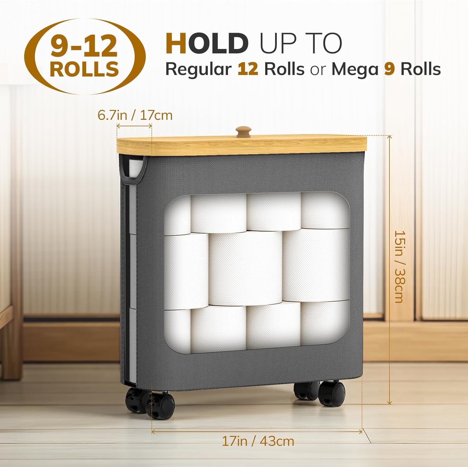 Convenient Toilet Paper Holder Organizer with Wheels for Bathroom Use