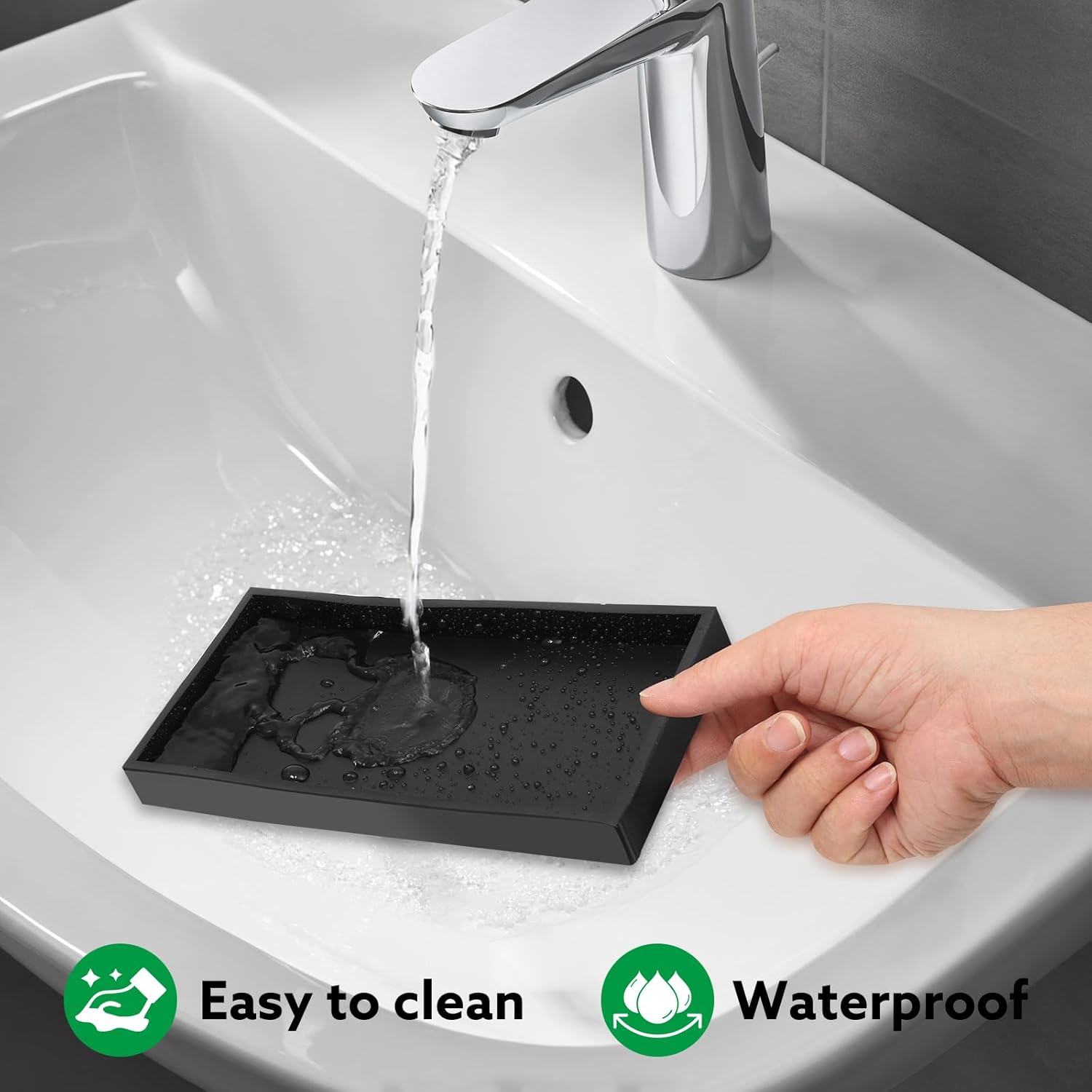 Bathroom Silicone Vanity Sink Organizer Black