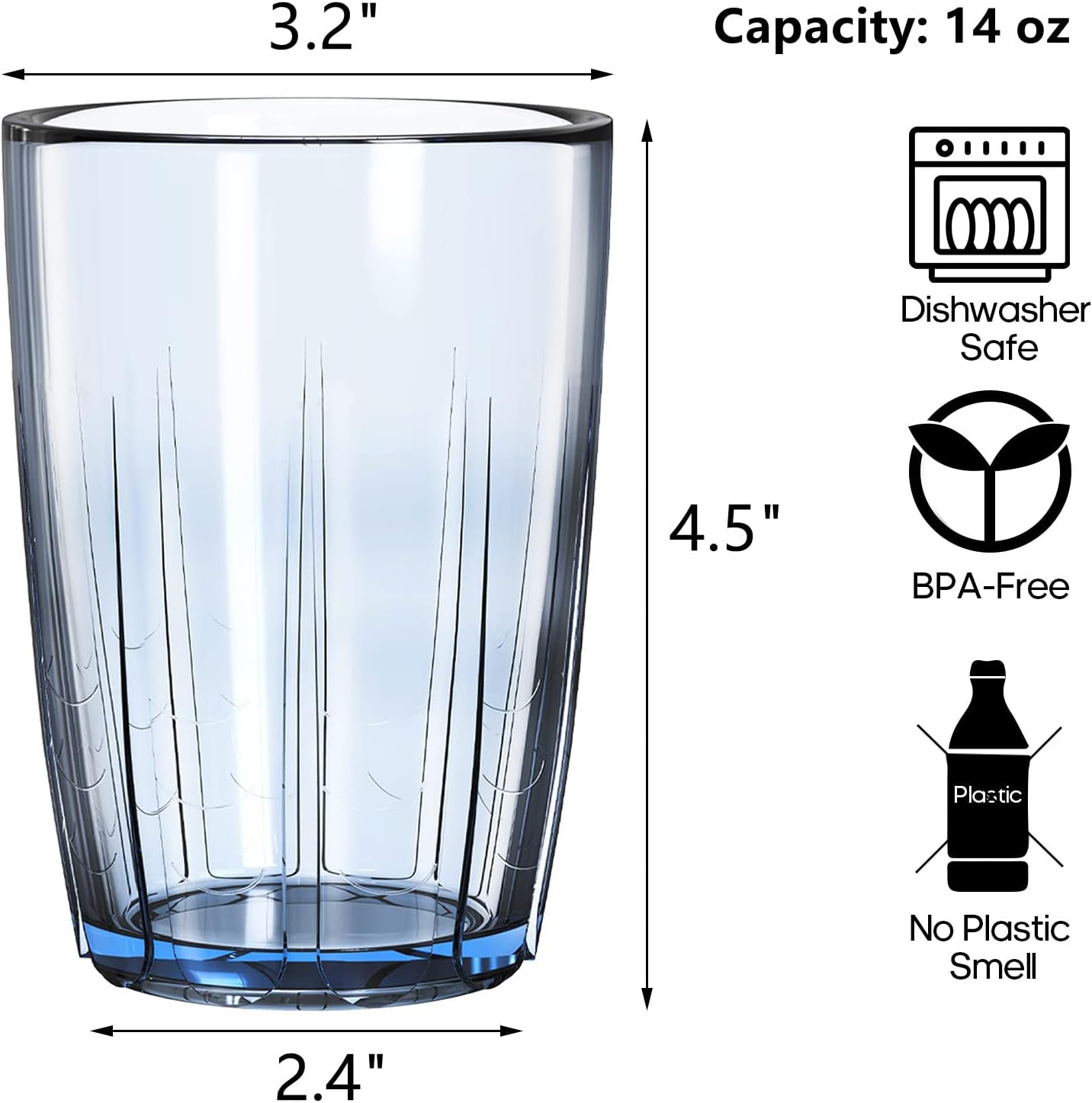 6-Cup Acrylic Water Tumbler Set Colorful BPA-Free Stackable and Dishwasher- Safe for Home and Outdoor Use