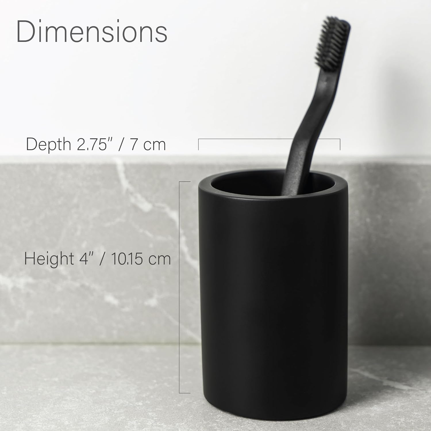 JO LAVIE MATTE BLACK RESIN BATH TUMBLER CUP