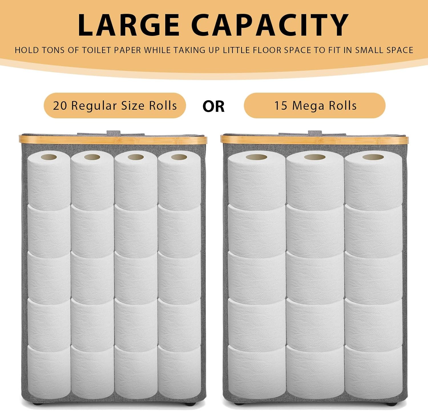 Effortlessly organize your bathroom with Odonatas sleek storage basket Holds up to 20 regular or 15 mega rolls