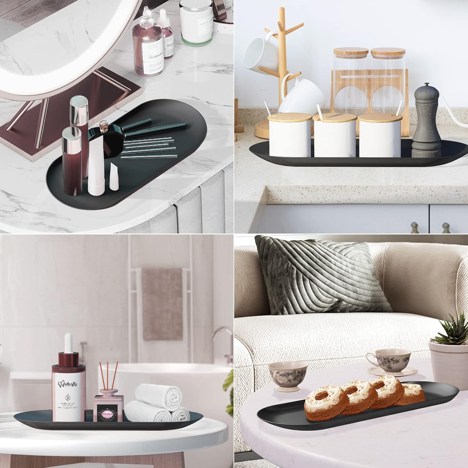 Black 12x5 inch serving tray for bathroom 10