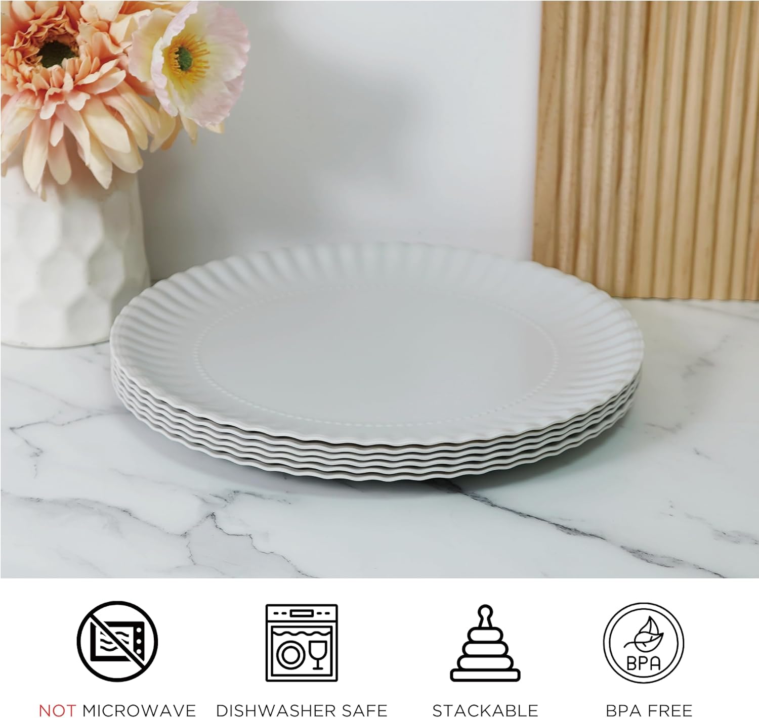 Melamine Dinner Plates Set of 6 105-inch Gray