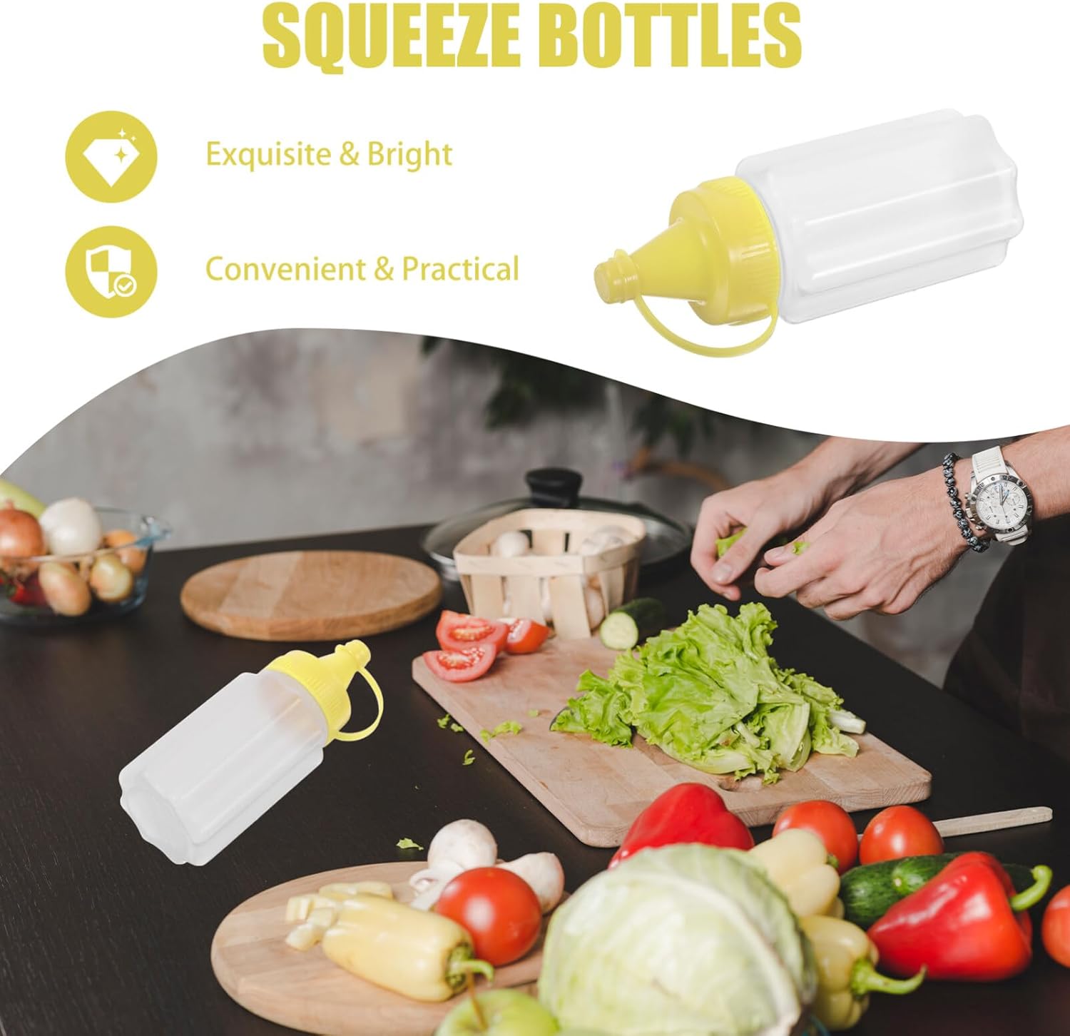 Yardwe 4pc Condiment Squeeze Bottles Set