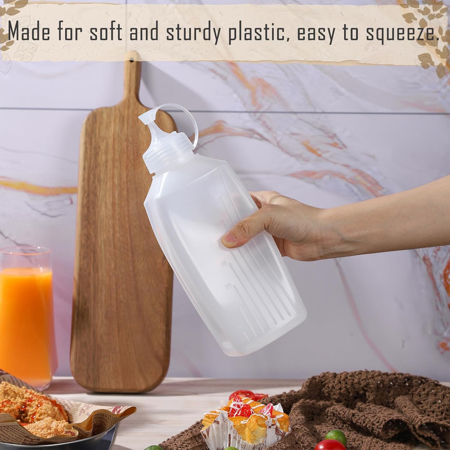 RAMFIYN 2-Pack Large Squeeze Bottles with Wide Mouth Design Perfect for Condiments Mayonnaise Salsa More