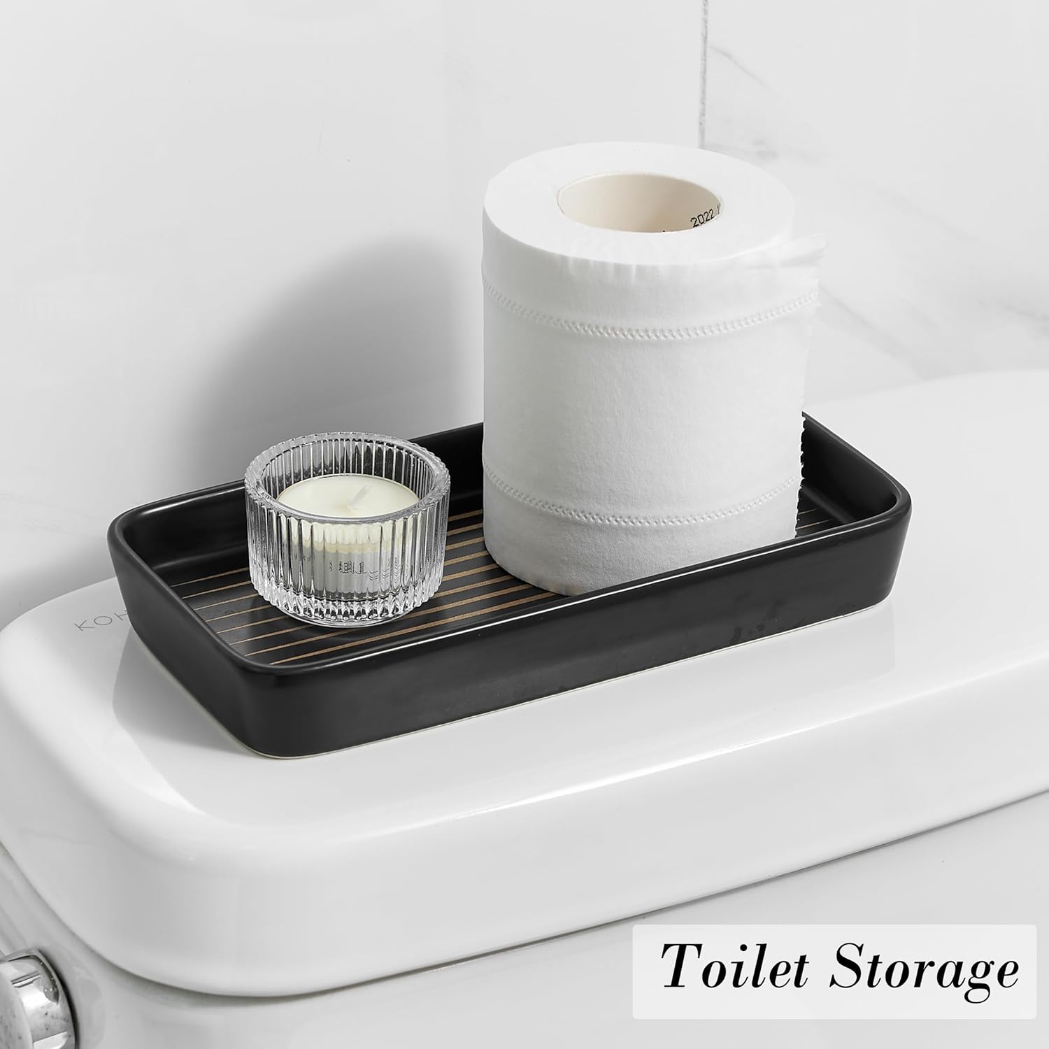 Two-Color Striped Bathroom Vanity Trays Compact Stylish for Sink Vanities More
