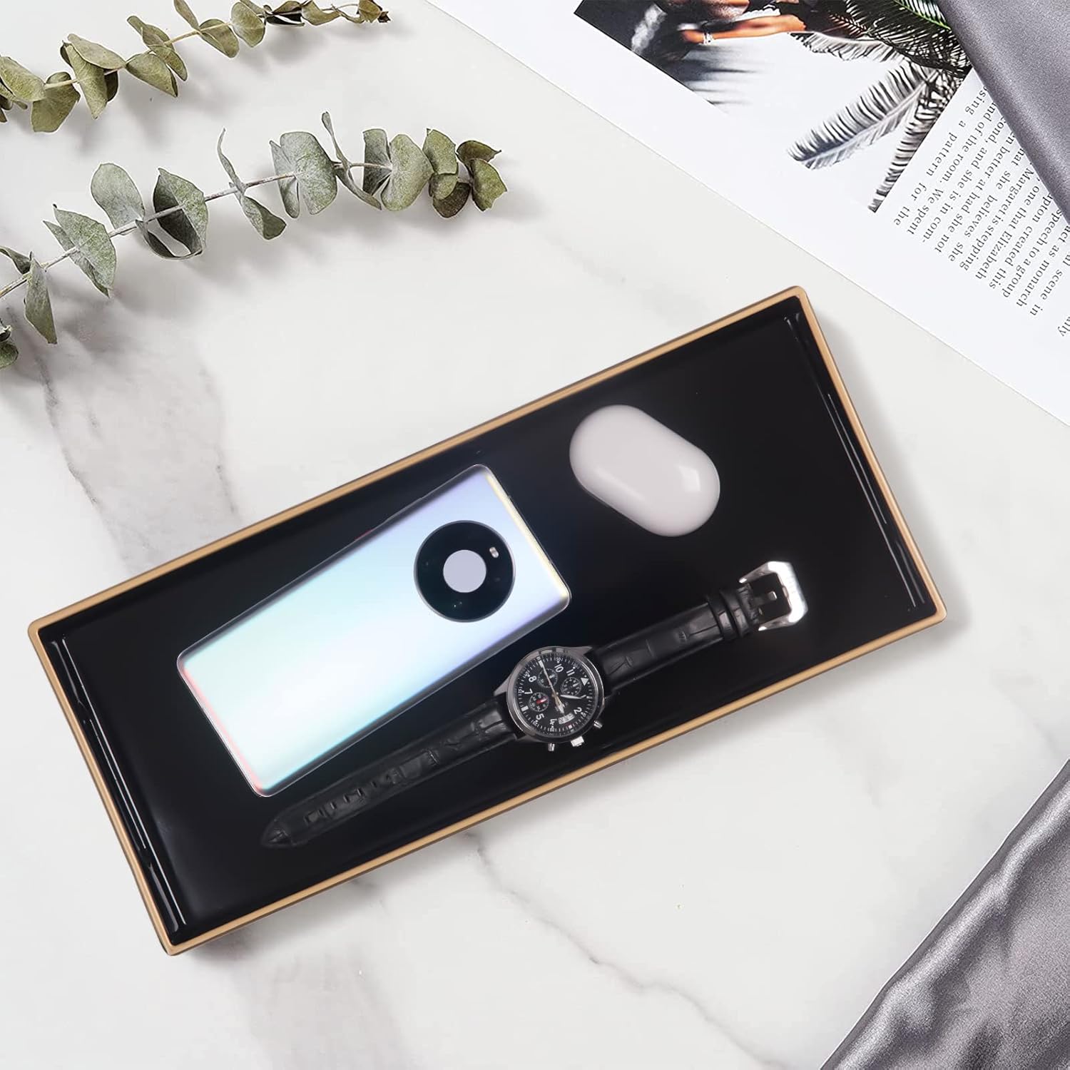 MAONAME Black Bathroom Vanity Tray