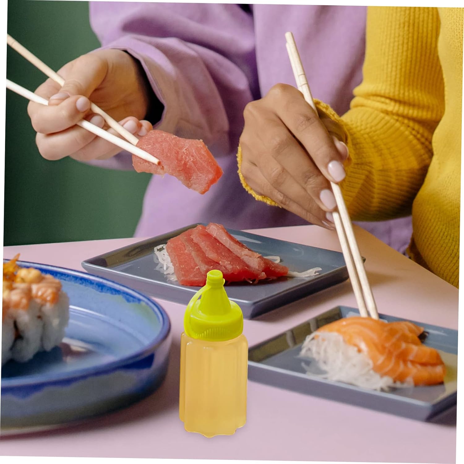 Barbecue Spice Box 1 Set Square Condiment Squeeze Bottles for Mustard Ketchup More