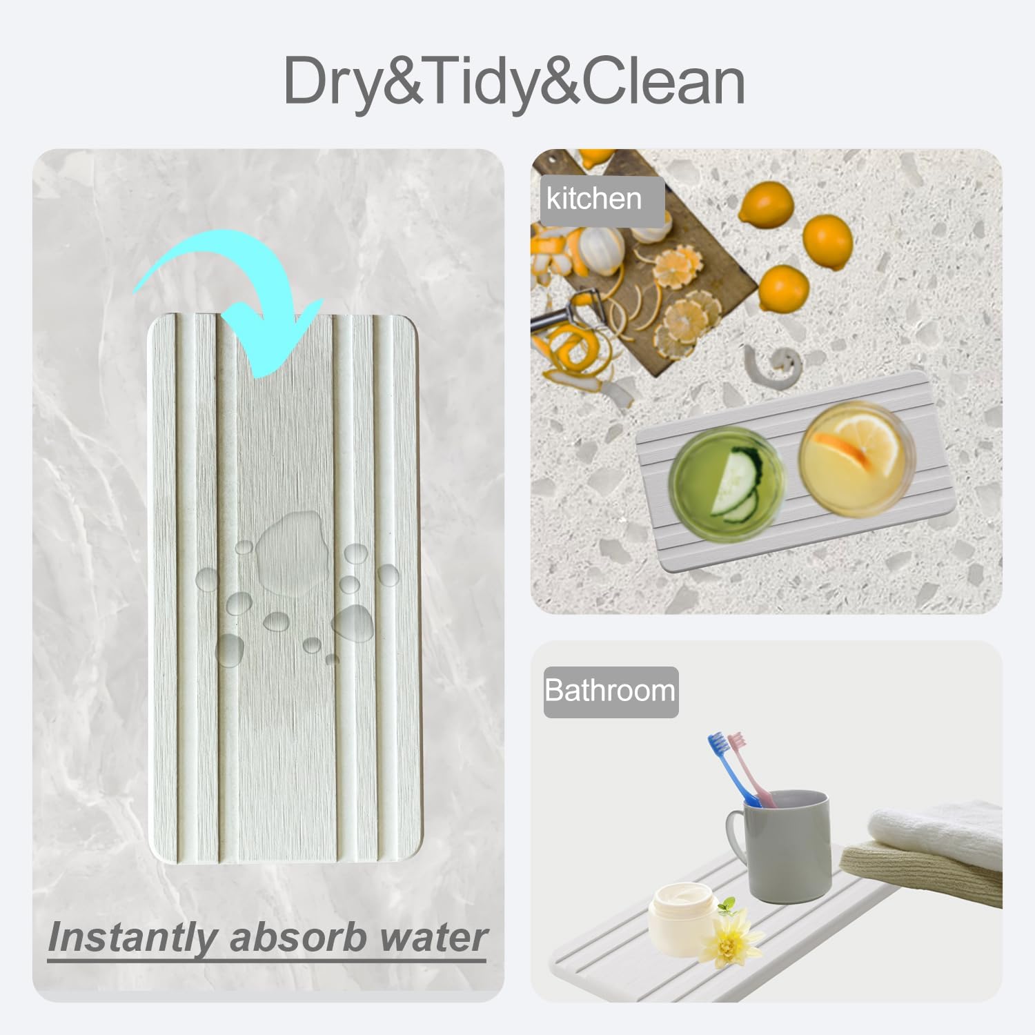 2PCS White Vanity Sink Trays with Non-Slip Feet