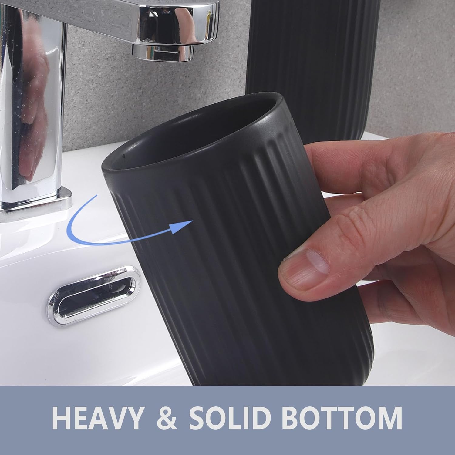 Modern Durable Matte Black Toothbrush Holder Set