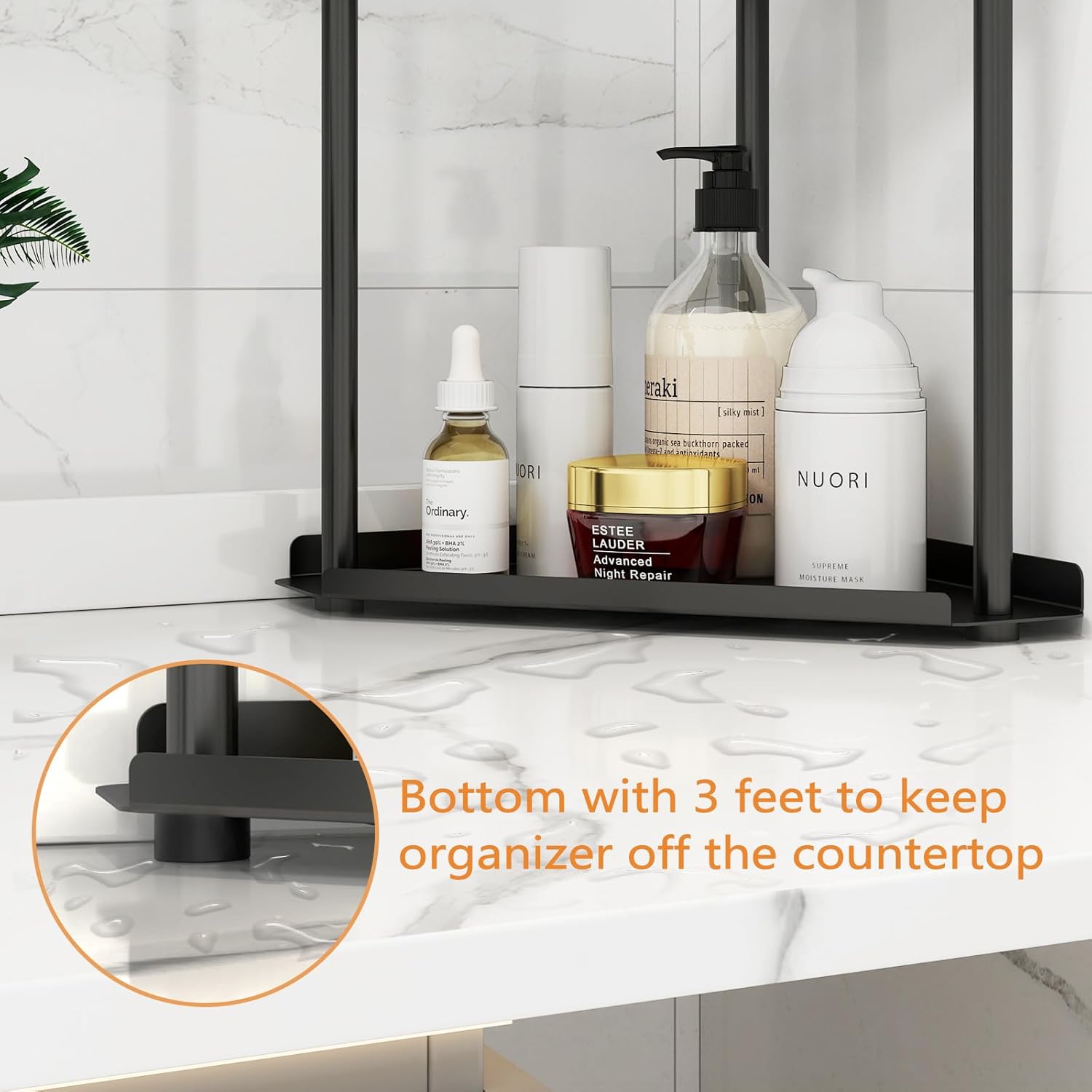 Sturdy 3-Tier bathroom counter organizer perfect for organizing skincare products in the bathroom or anywhere else