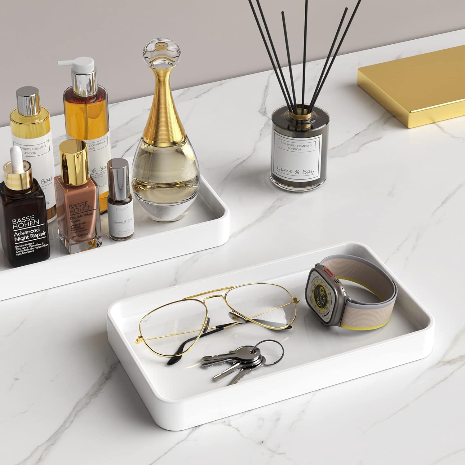 Gurygo 10 Ceramic Bathroom Vanity Tray for Kitchen Bathroom Use - White
