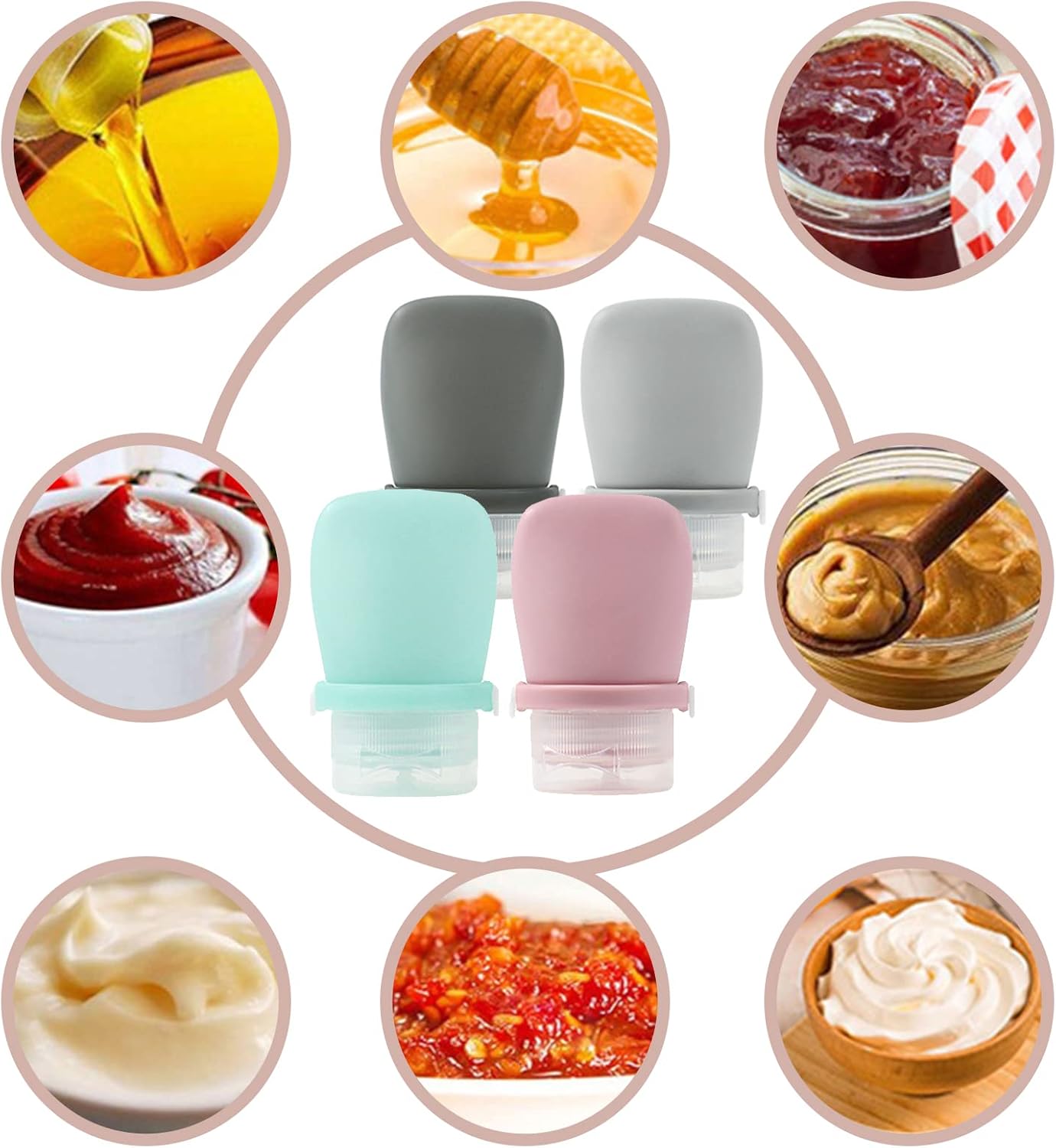 4-Piece Squeeze Salad Dressing Bottles for Travel