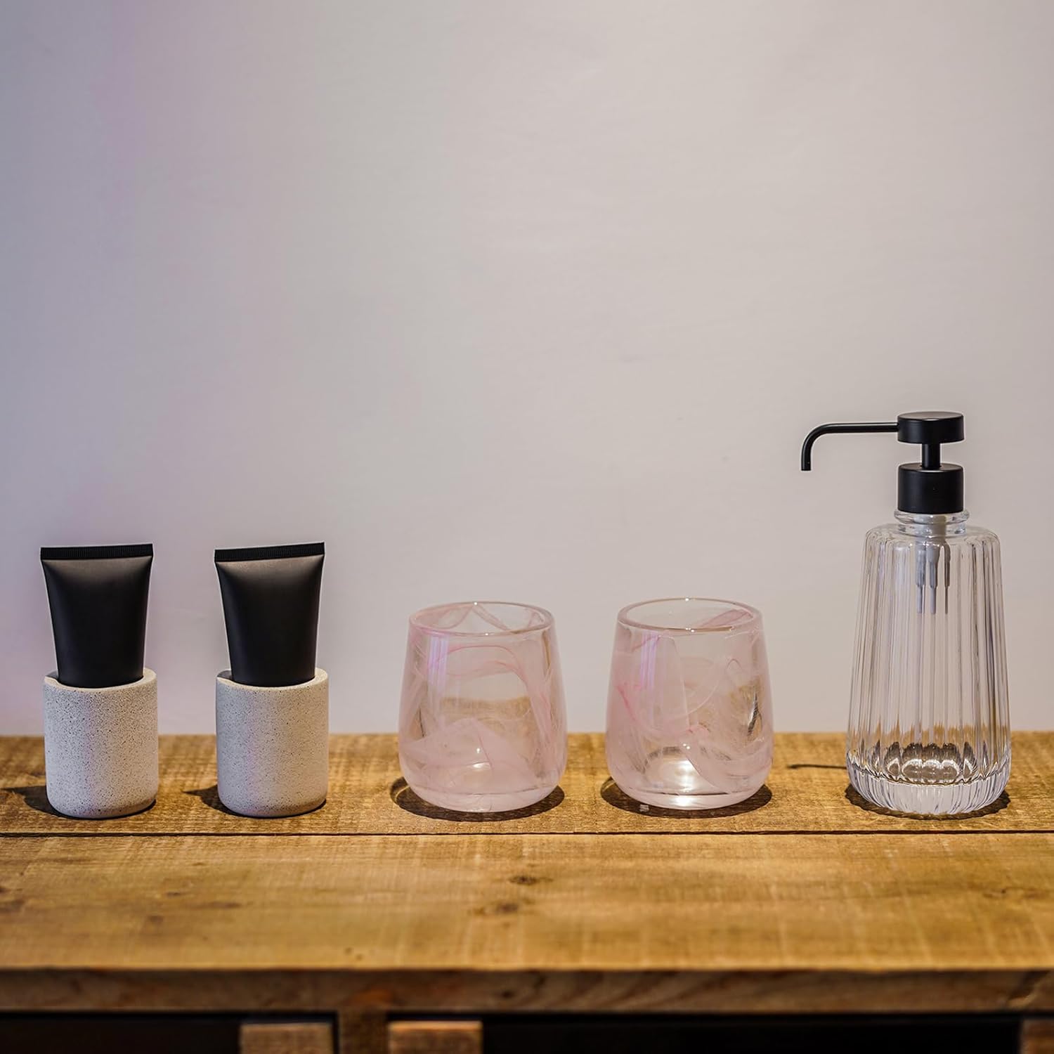 Bathroom Accessories Pink Glass Tumbler